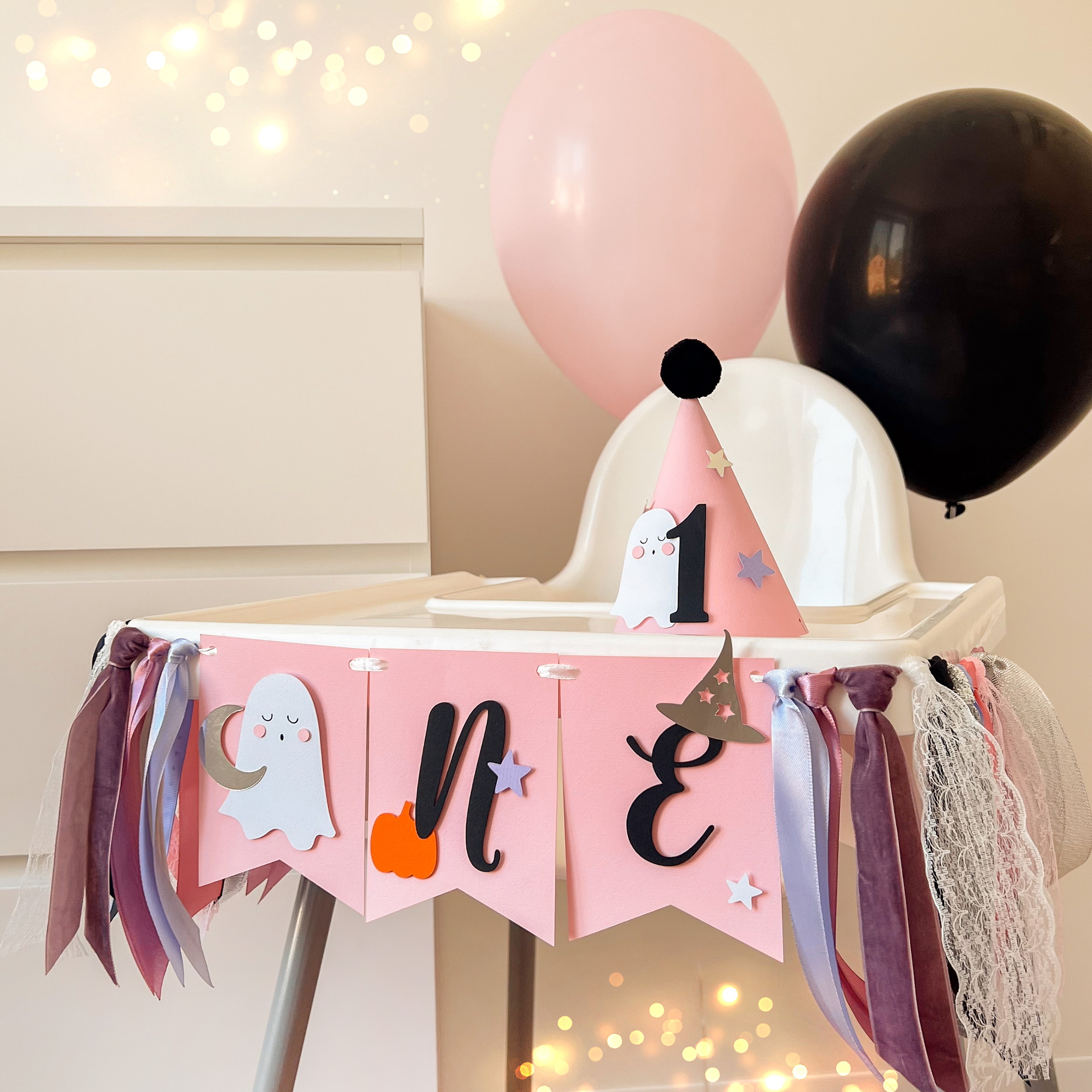  Ghost Theme Banner One Halloween Highchair Banner 