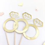 Rings Cupcake Toppers Engagement Party Decor Engagement Party Ideas Bridal Shower Decor Blush Gold Wedding Decor Golden Decor