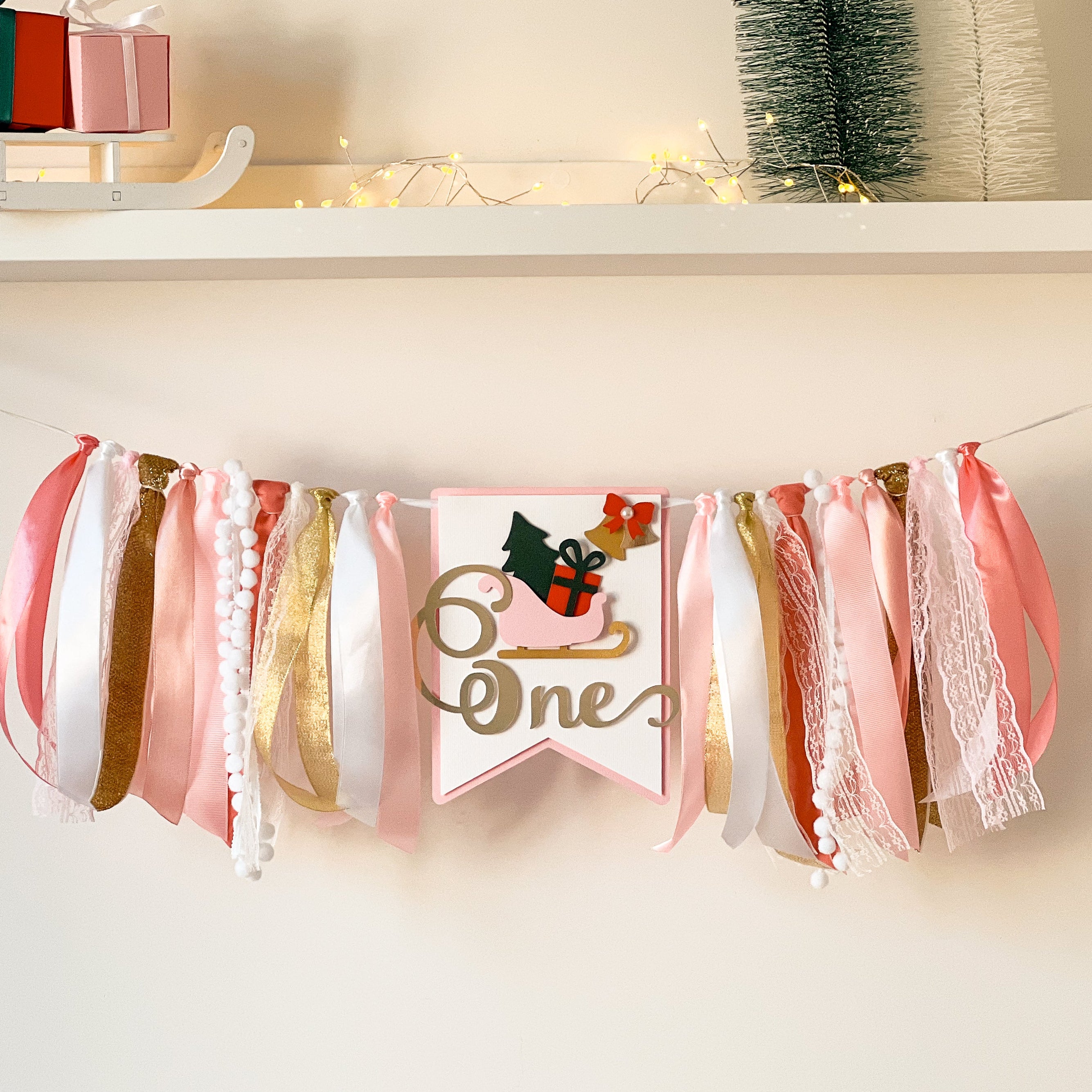 Oh What Fun it is to be One High Chair Banner Christmas Holiday Birthday Winter Girl 1st Birthday Party Decorations Sleigh Birthday Party