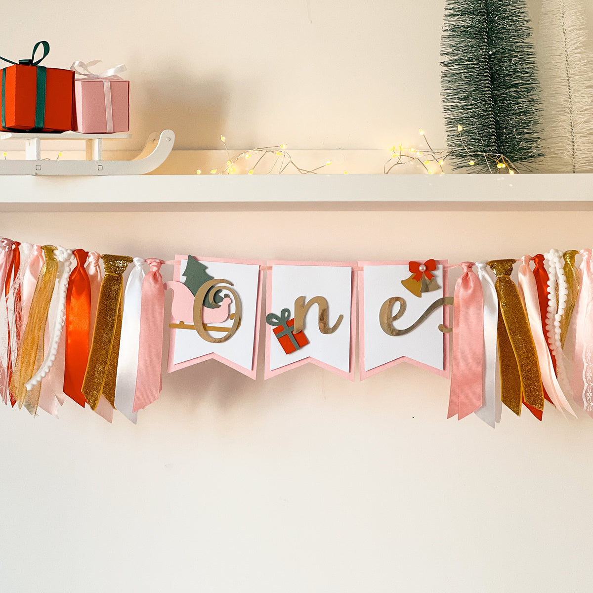 Oh What Fun it is to be One High Chair Banner Christmas Holiday Birthday Winter Girl 1st Birthday Party Decorations Sleigh Birthday Party