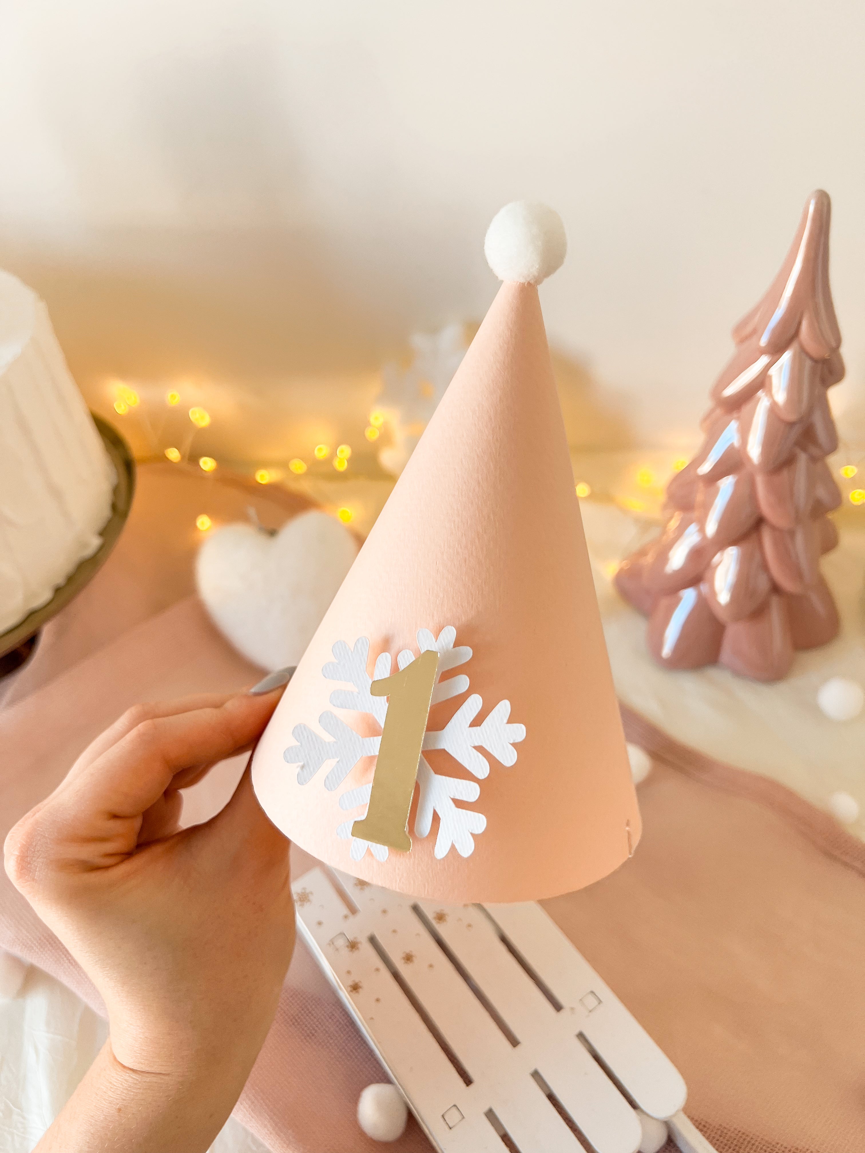 Snowflake One Party Hat Christmas Holiday Birthday Winter Birthday Party Oh What Fun it is to be One Winter Onederland party 