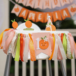 Little Cutie Highchair Banner, Orange Theme Party Decor, Photo Prop
