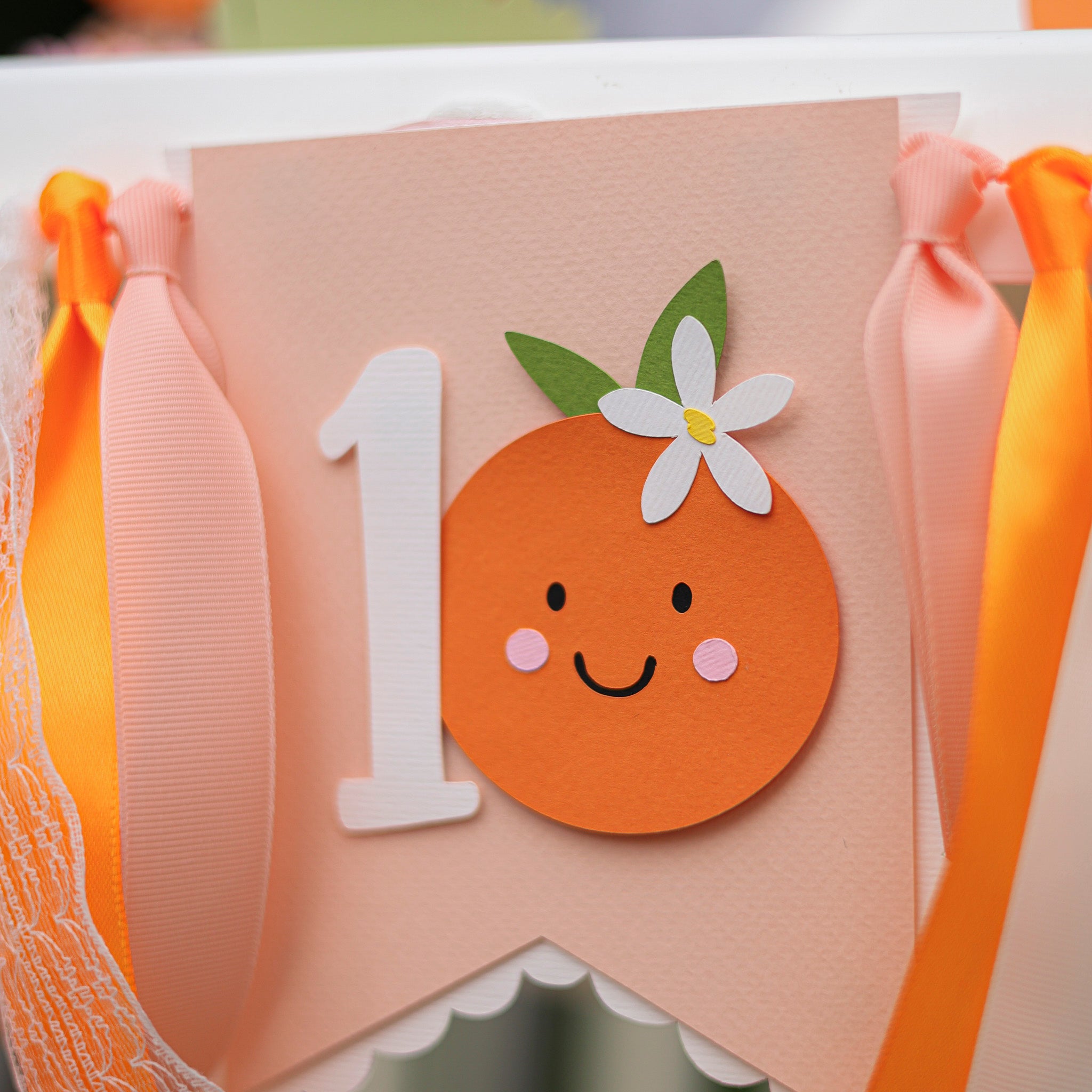 Little Cutie Highchair Banner, Orange Theme Party Decor, Photo Prop