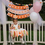 Little Cutie Highchair Banner, Orange Theme Party Decor, Photo Prop