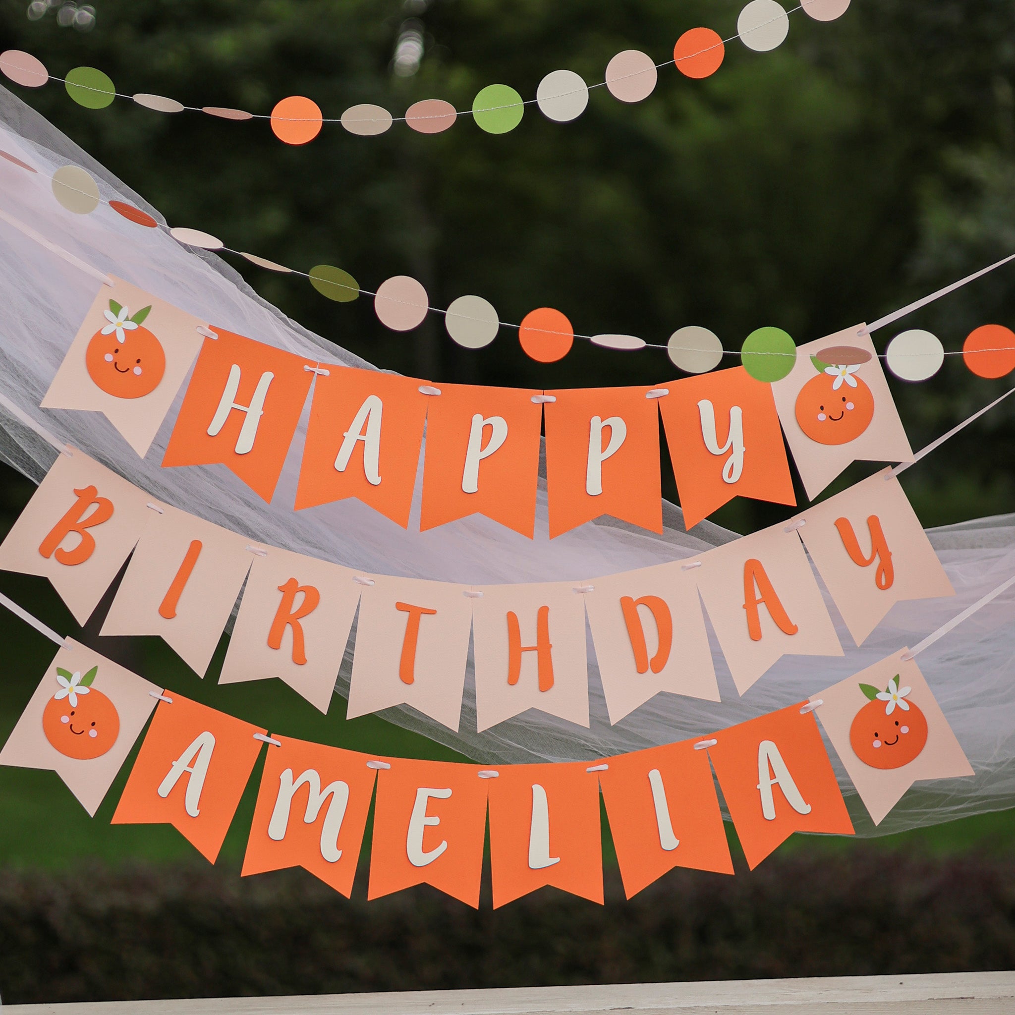  First birthday Little Cutie banner with baby name, orange citrus party decor, baby 1st birthday sign