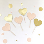 Blush Gold Hearts Cupcake Toppers Engagement Party Decor Engagement Party Ideas Bridal Shower Decor lush Gold Wedding Decor 