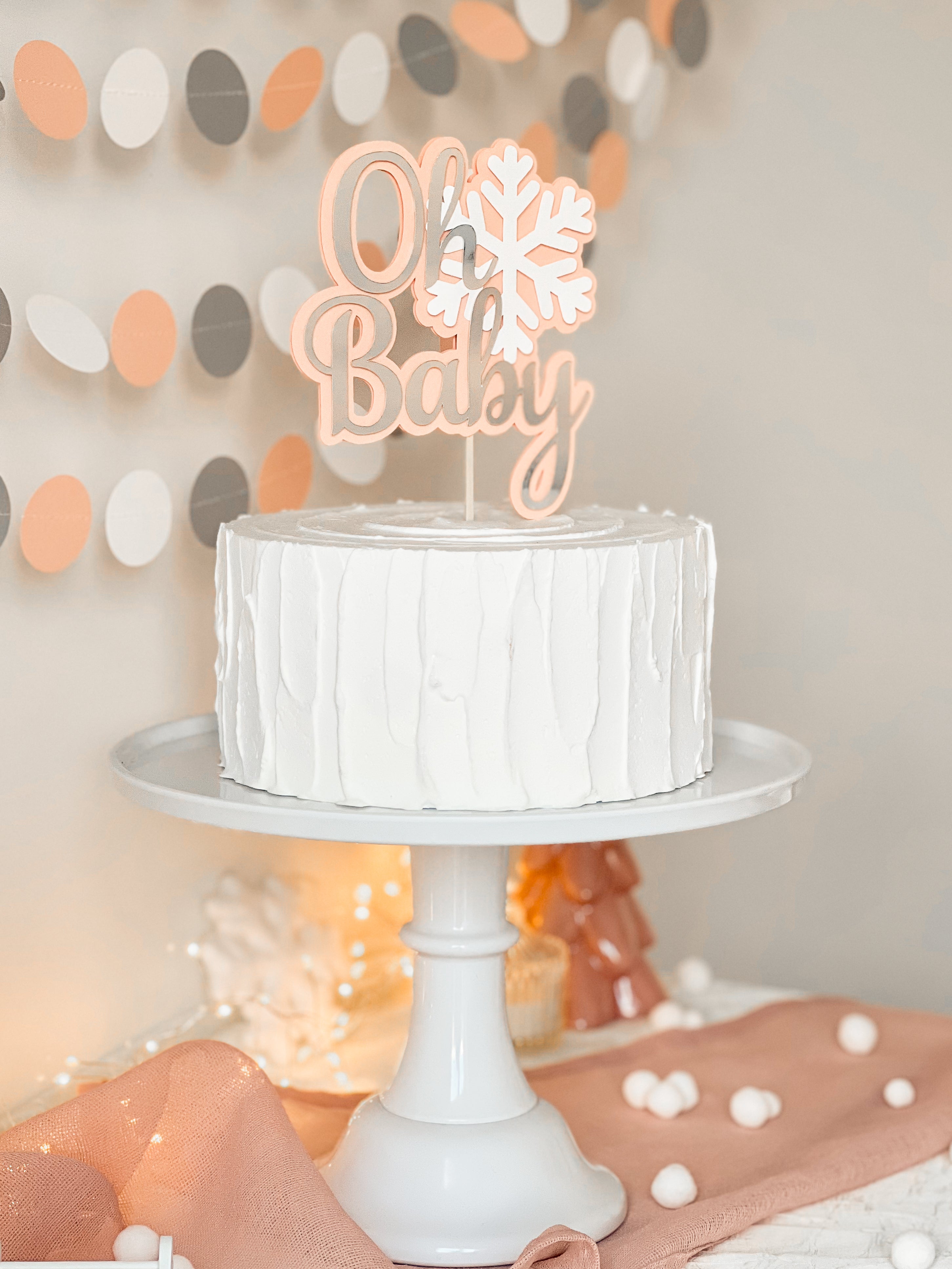 Snowflake Baby Shower Cake Topper Winter Wonderland Winter Baby Shower