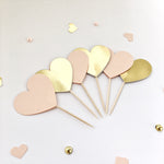 Blush Gold Hearts Cupcake Toppers Engagement Party Decor Engagement Party Ideas Bridal Shower Decor lush Gold Wedding Decor 