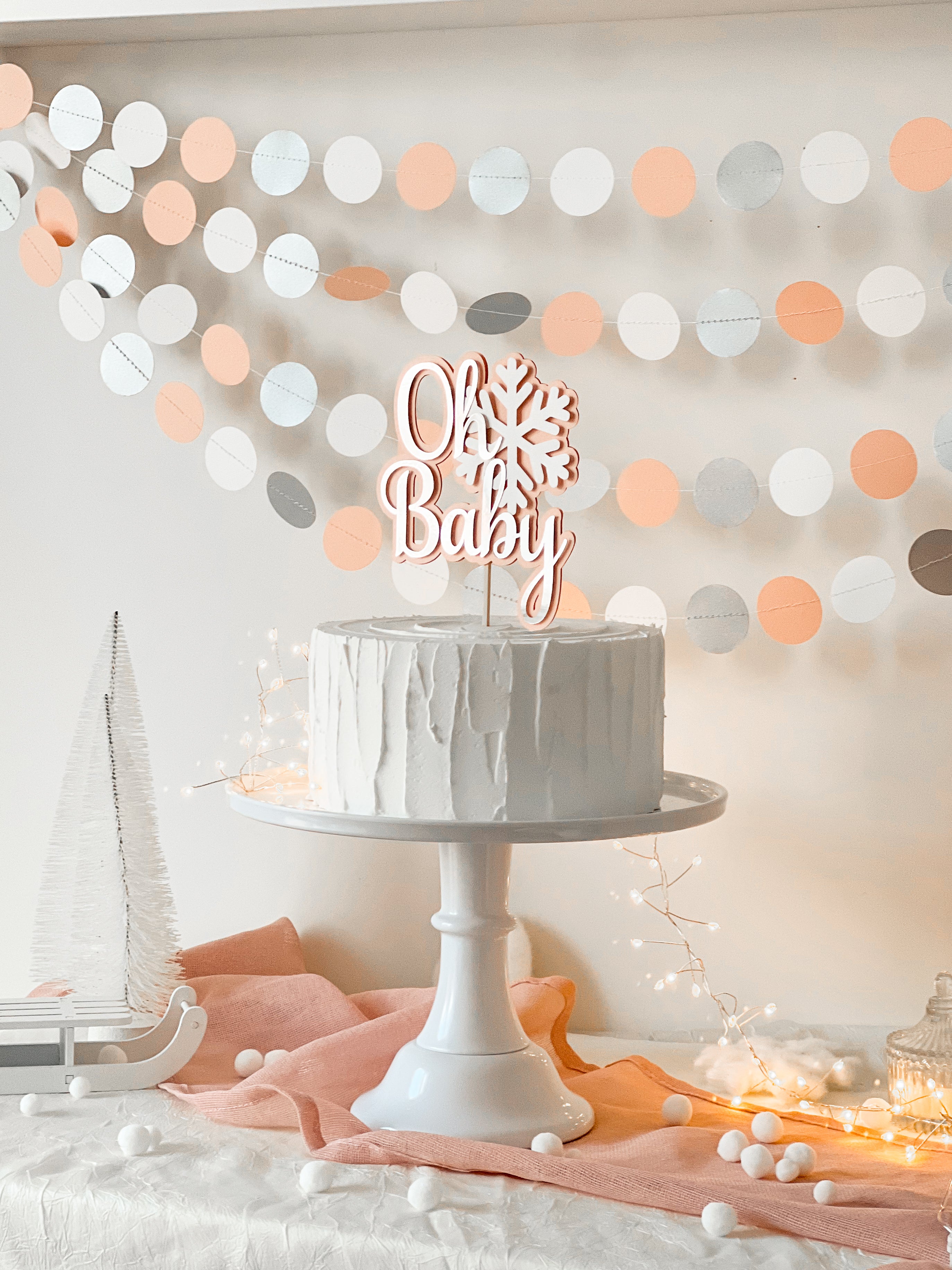 Snowflake Baby Shower Cake Topper Winter Wonderland Winter Baby Shower