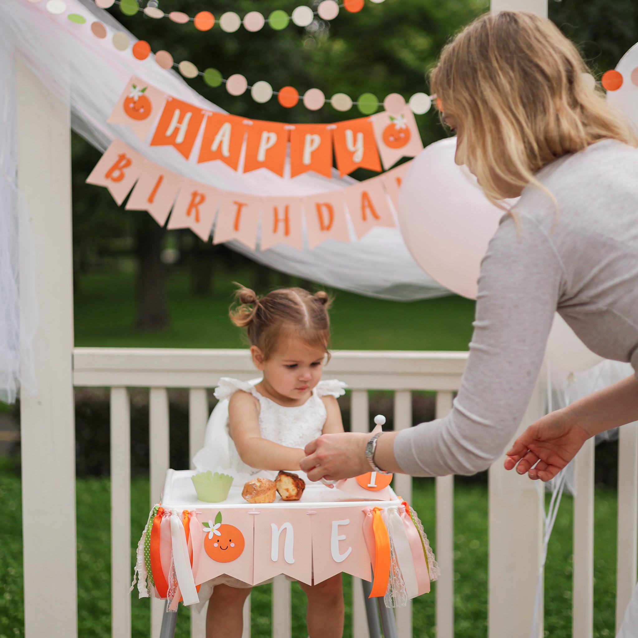 First birthday Little Cutie banner, orange citrus party decor, baby 1st birthday sign