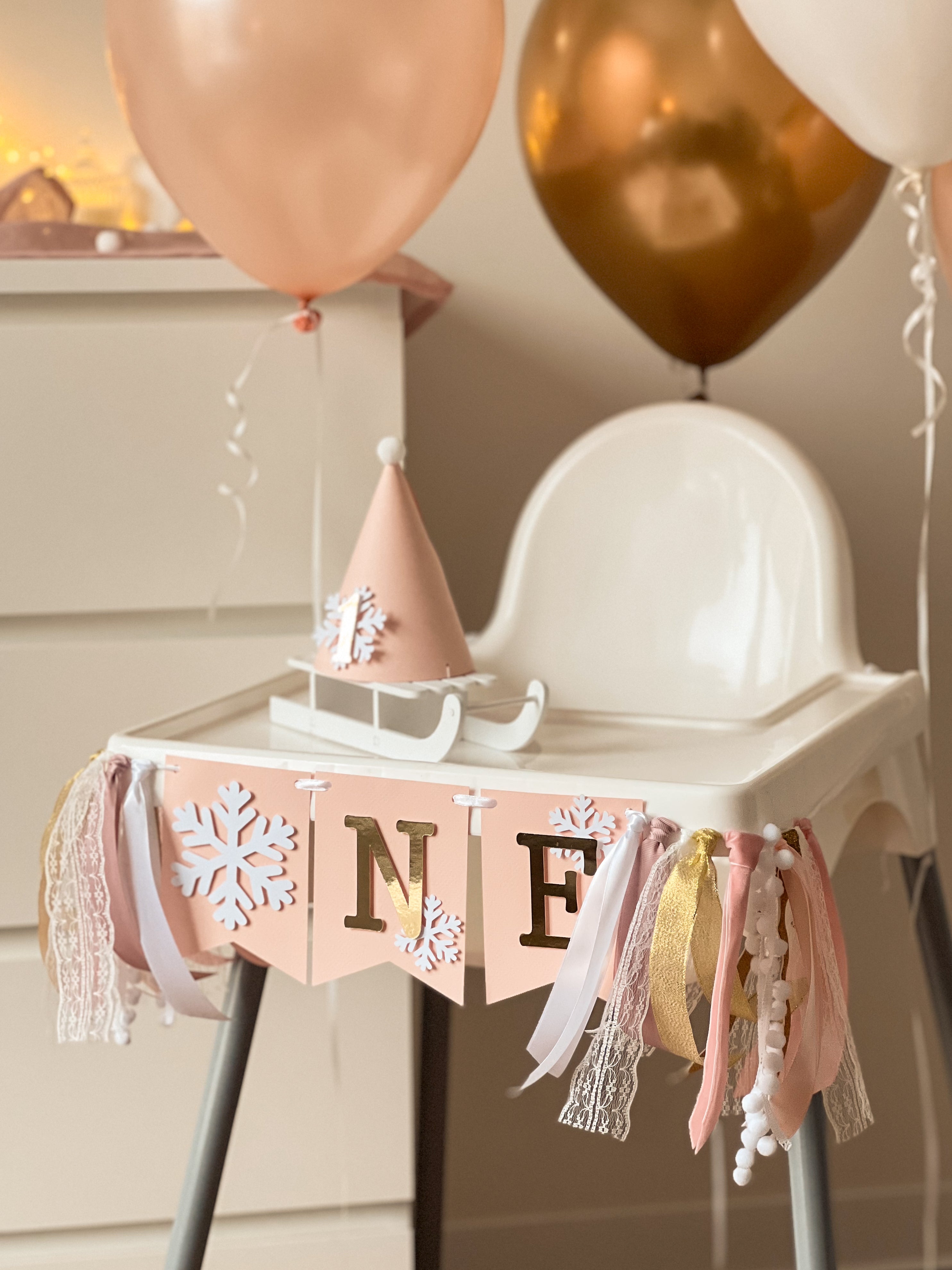 Girl Winter Onederland Highchair Banner Christmas Holiday Birthday Winter Girl Birthday Party Oh What Fun it is to be One Winter Onederland party 