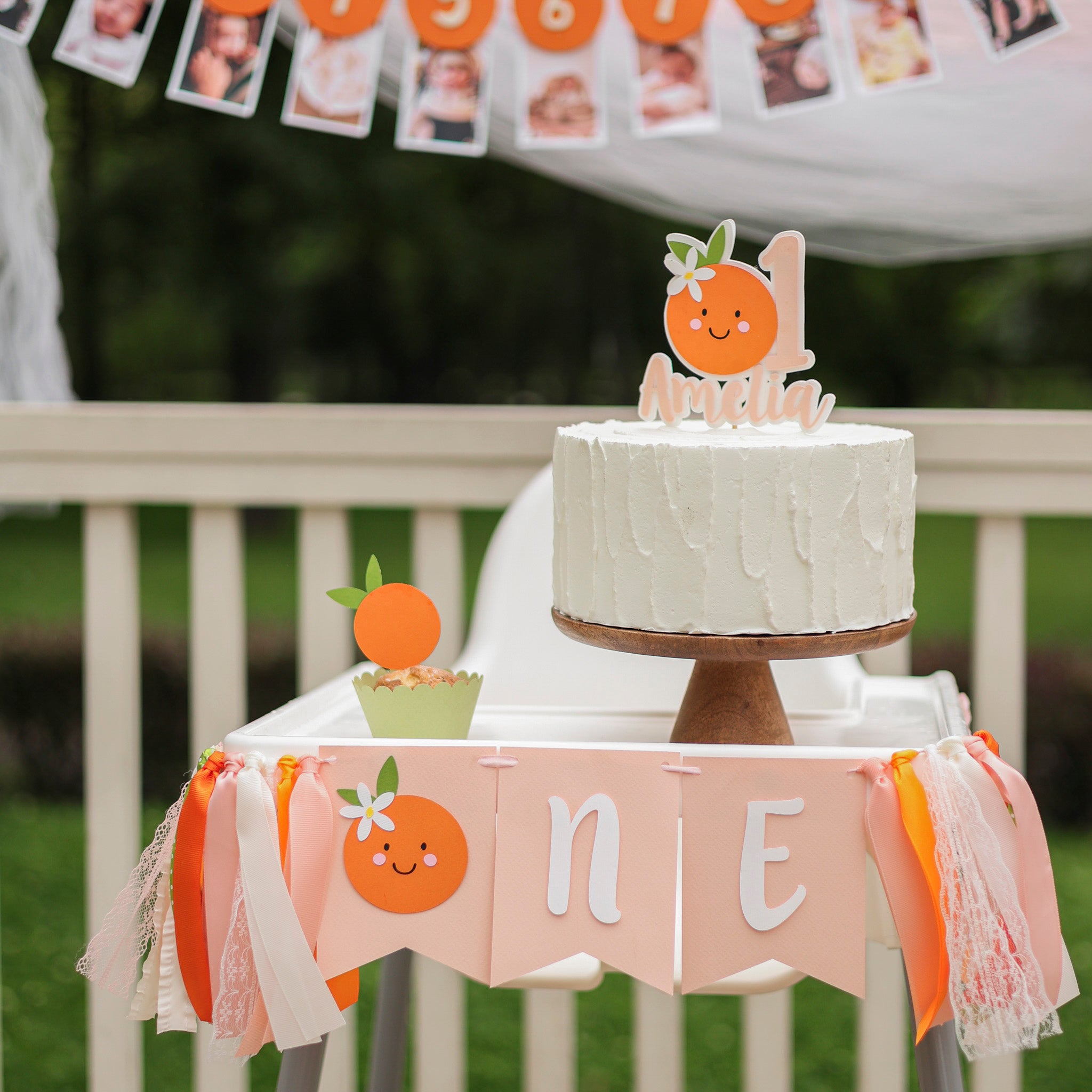 Clementine Highchair Banner - Little Cutie 1st Birthday Decor