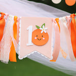 Little Cutie Highchair Banner, Orange Theme Party Decor, Photo Prop