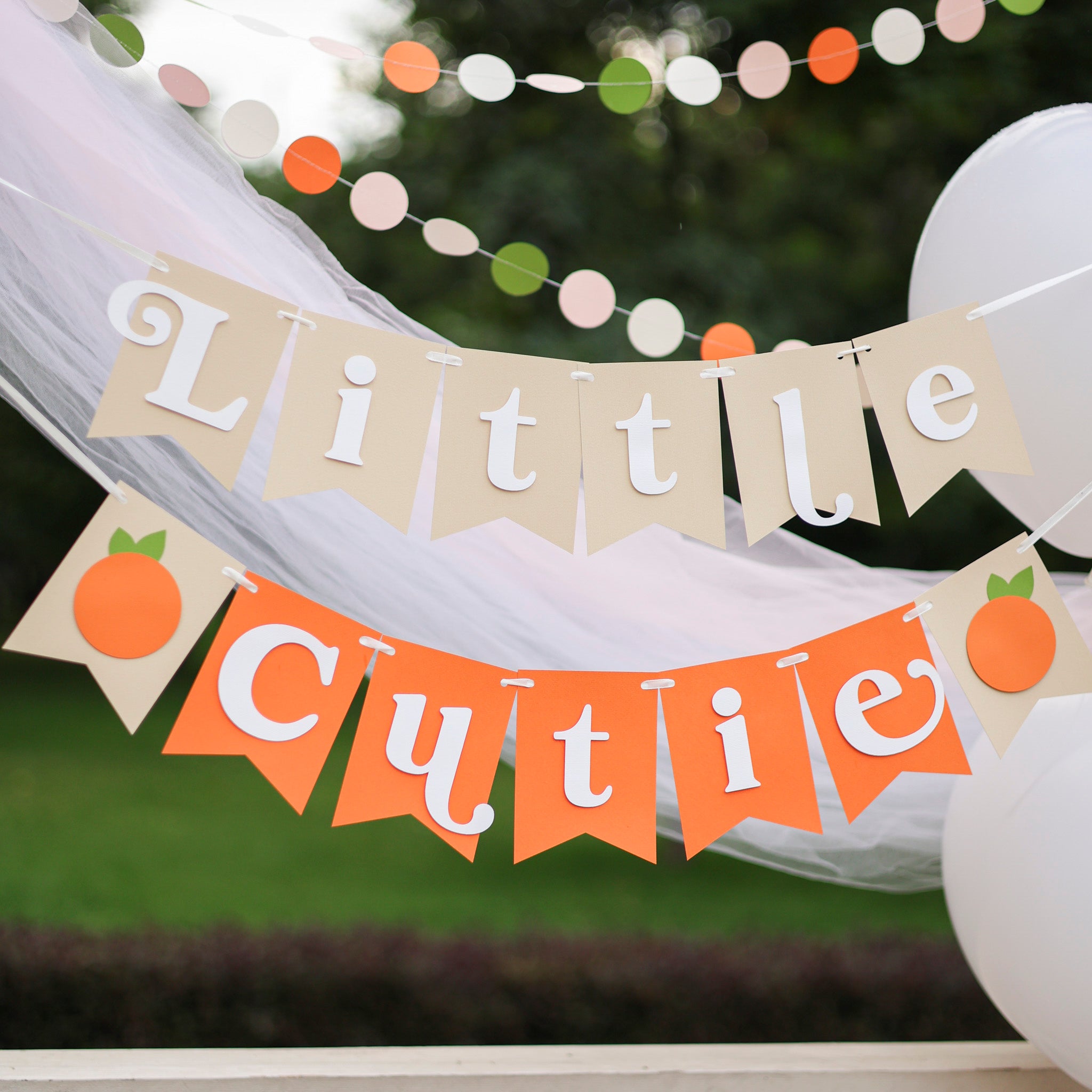 Little Cutie Baby Shower Banner - Orange Clementine Theme
