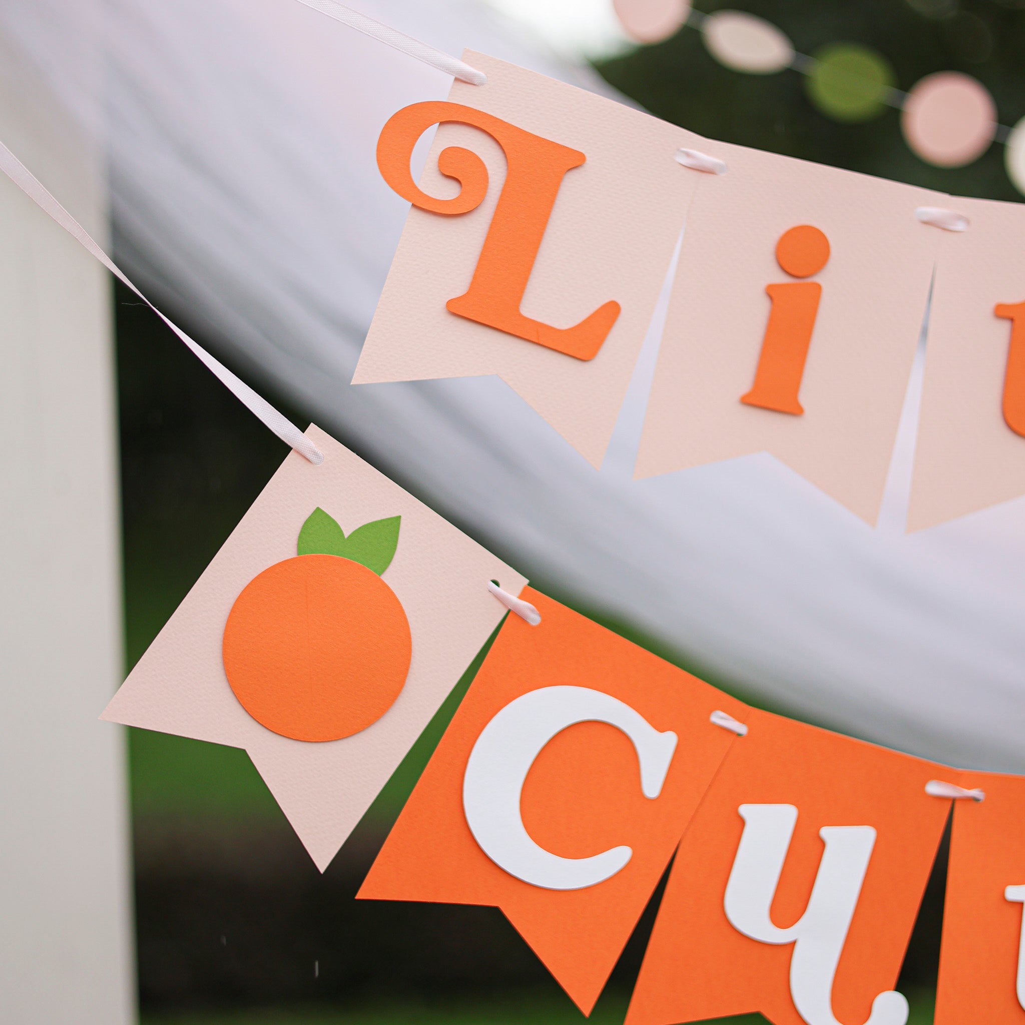 Little Cutie Baby Shower Banner - Orange Clementine Theme