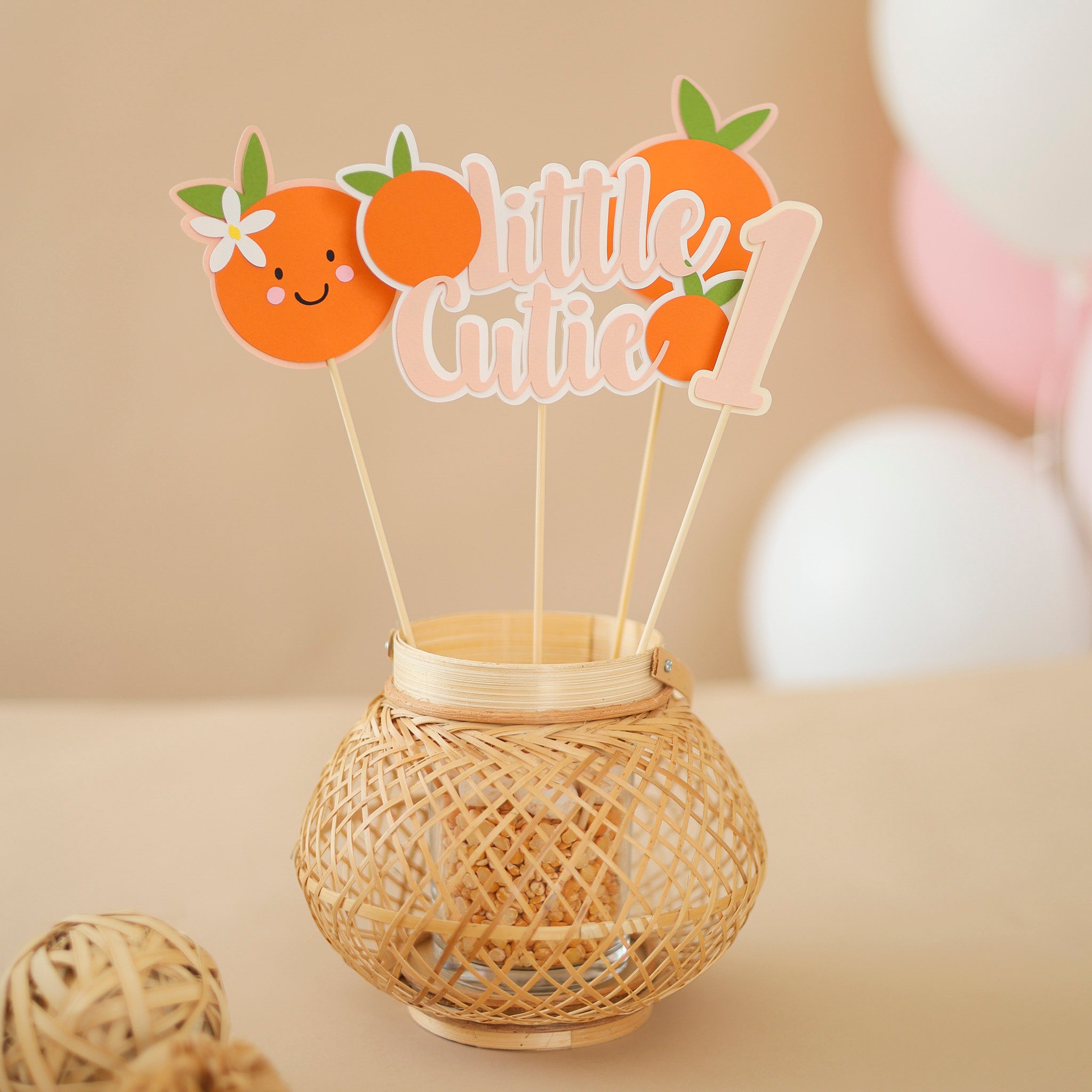 Clementine Centerpieces  - Little Cutie 1st Birthday Decor - Orange Citrus Set