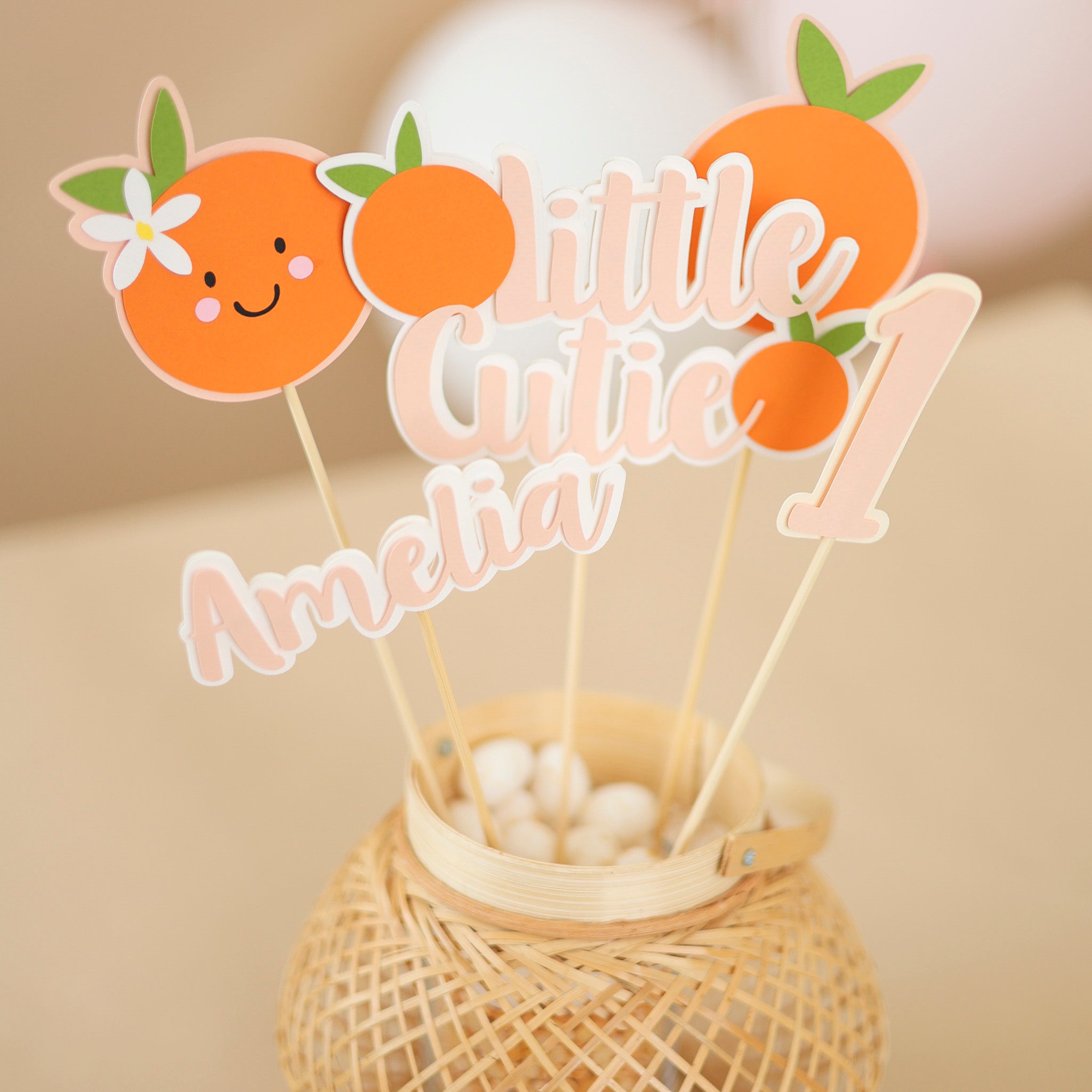 Clementine Centerpieces  - Little Cutie 1st Birthday Decor - Orange Citrus Set