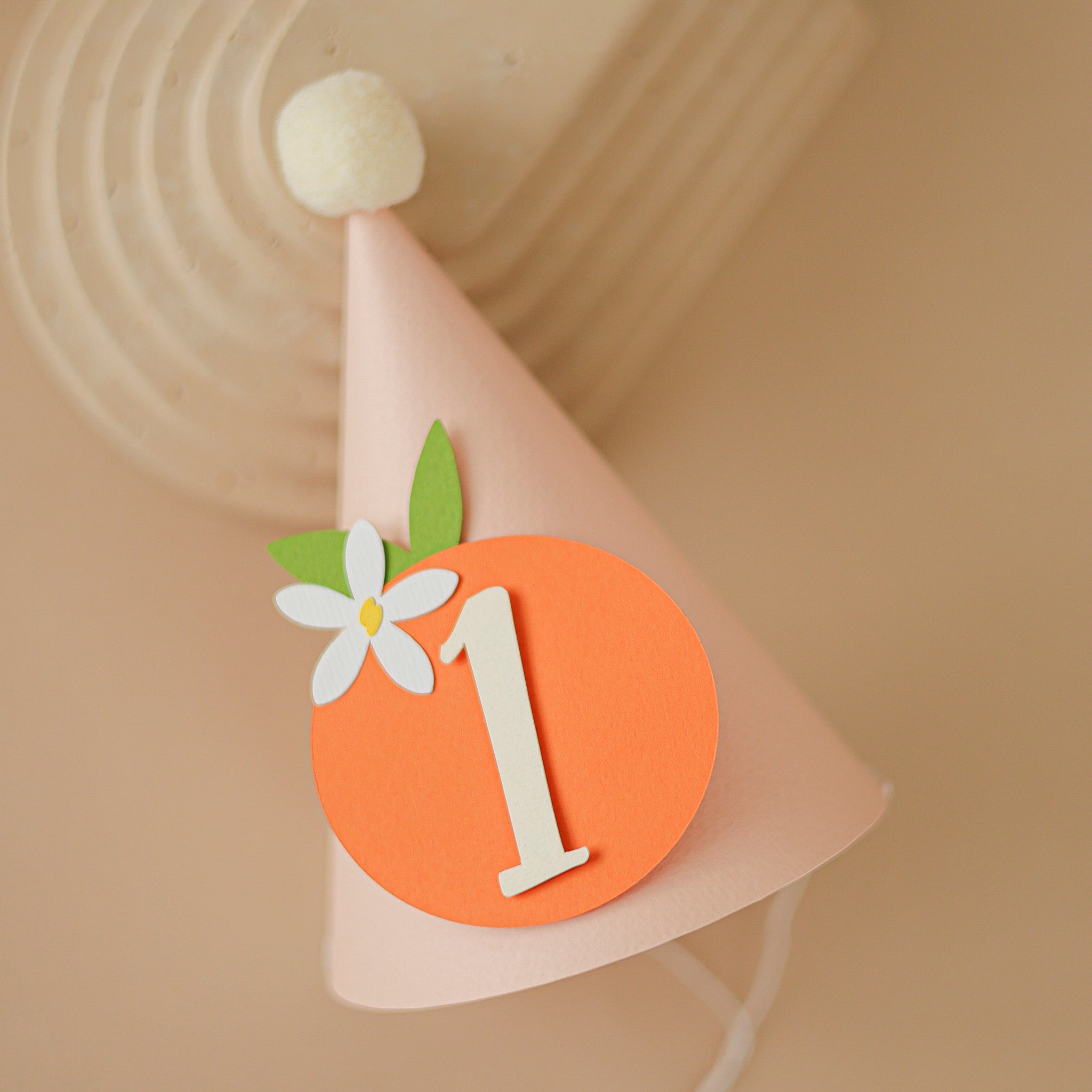 Little Cutie 1st Birthday Party Hat - Clementine Citrus Cake Smash