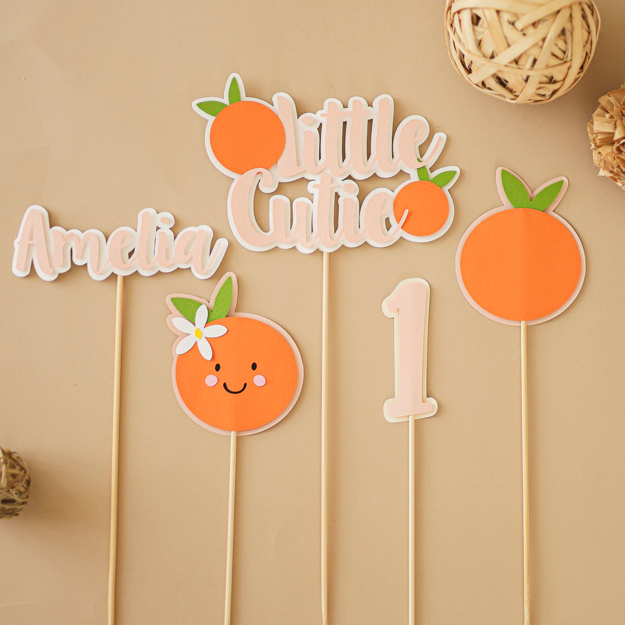 Clementine Centerpieces  - Little Cutie 1st Birthday Decor - Orange Citrus Set