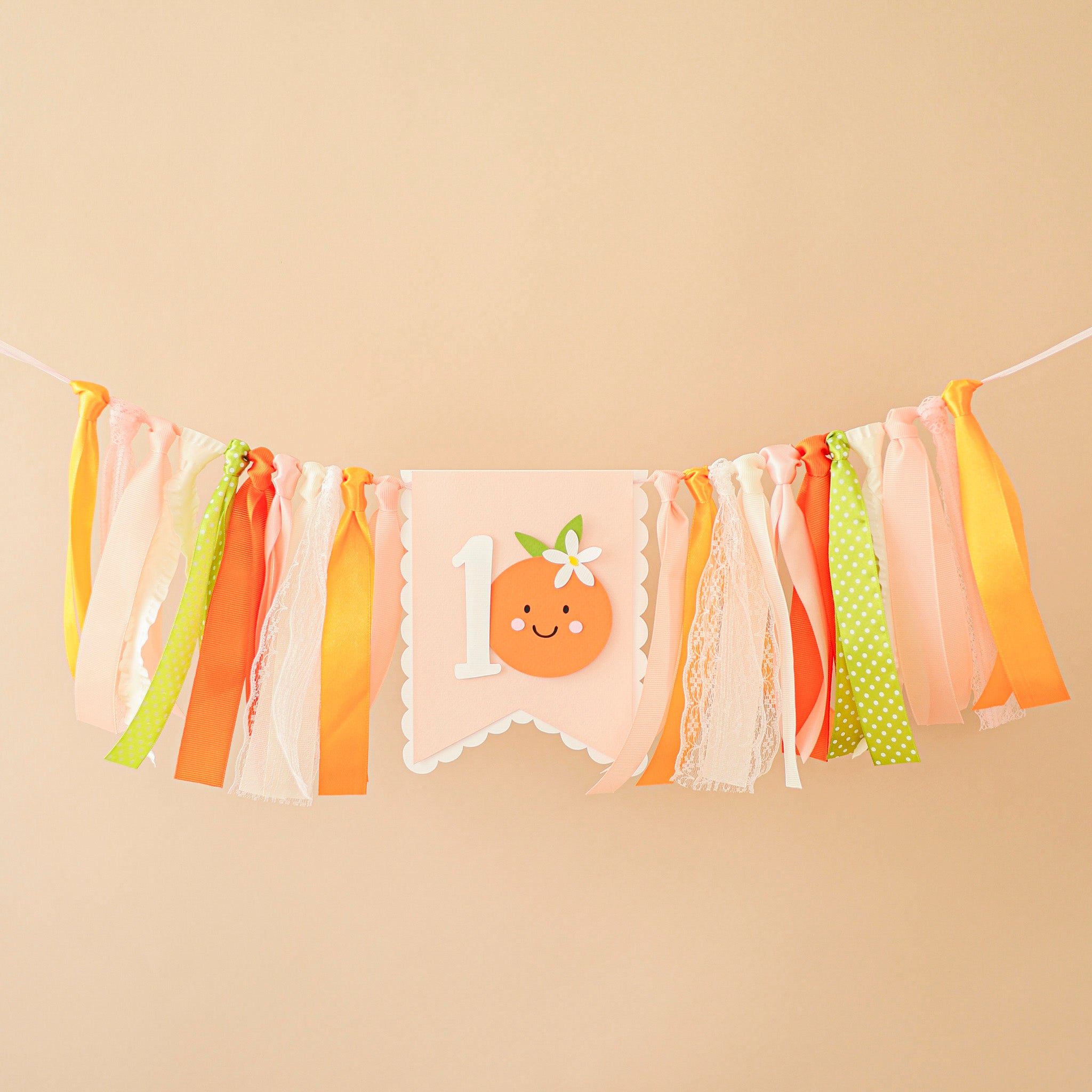 Little Cutie Highchair Banner, Orange Theme Party Decor, Photo Prop