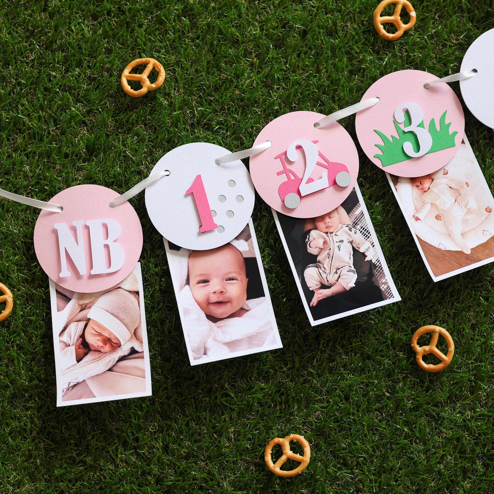 Girl Golf 1st Birthday Monthly Photo Banner - Pink Hole in One Decor