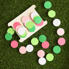 Golf Girl Birthday Circle Garland - Pink & Green "Hole in One" Party Banner Decor