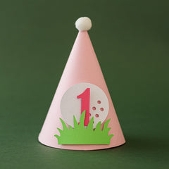 Pink Golf Hole in One 1st Birthday Hat | Baby Girl Party & Smash Cake