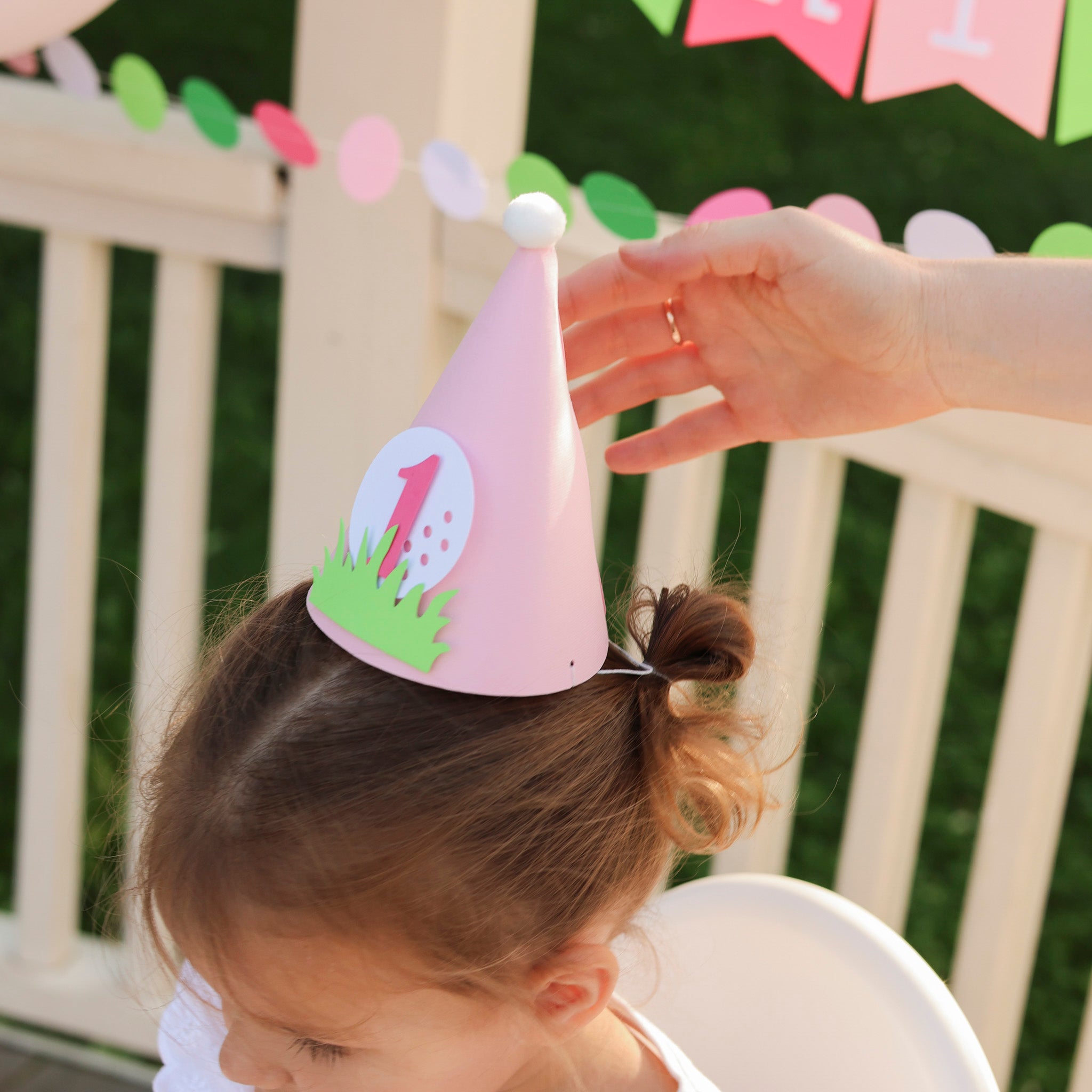 Pink Golf Hole in One 1st Birthday Hat | Baby Girl Party & Smash Cake