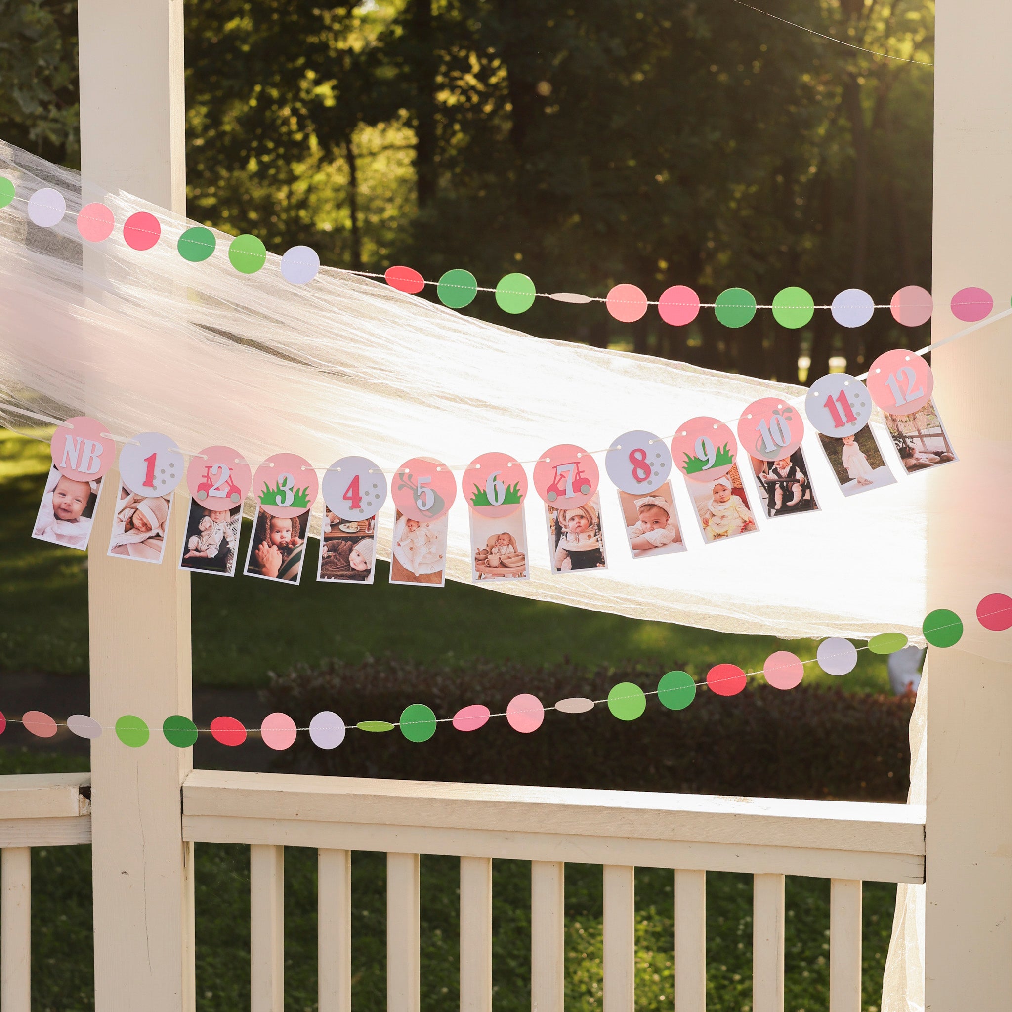 Girl Golf 1st Birthday Monthly Photo Banner - Pink Hole in One Decor