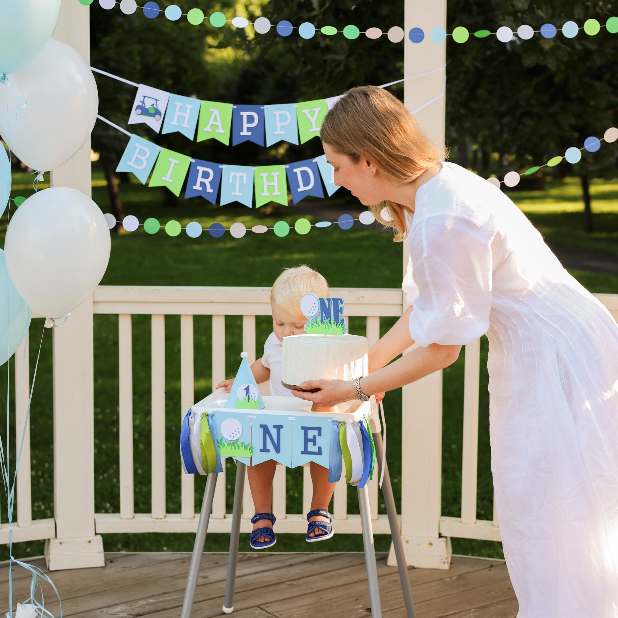 Personalized Golf 1st Birthday Banner for Boy, Let's Par-Tee, Hole in One