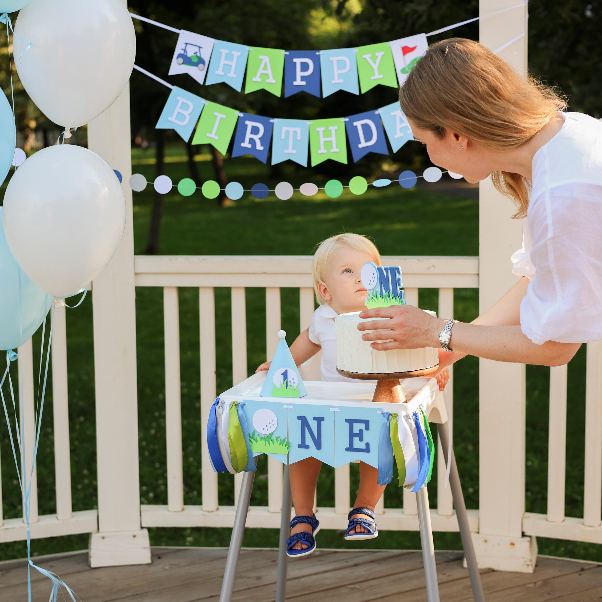 Golf Hole in One 1st Birthday Hat | Boy Party Decoration & Smash Cake