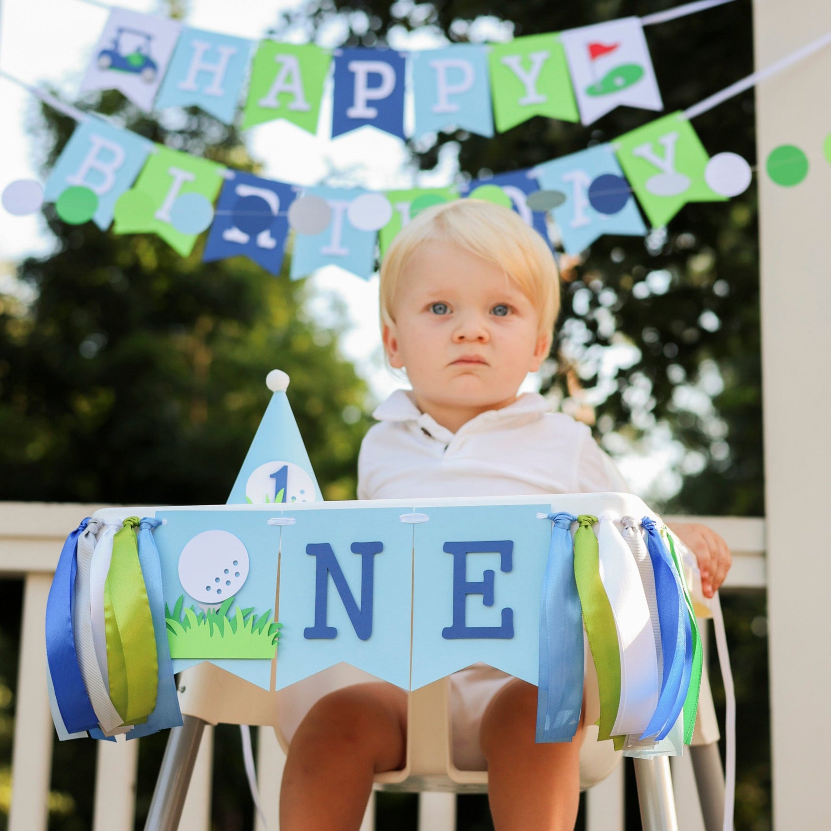 Golf Hole in One Highchair Banner for Boy - 1st Birthday Decor