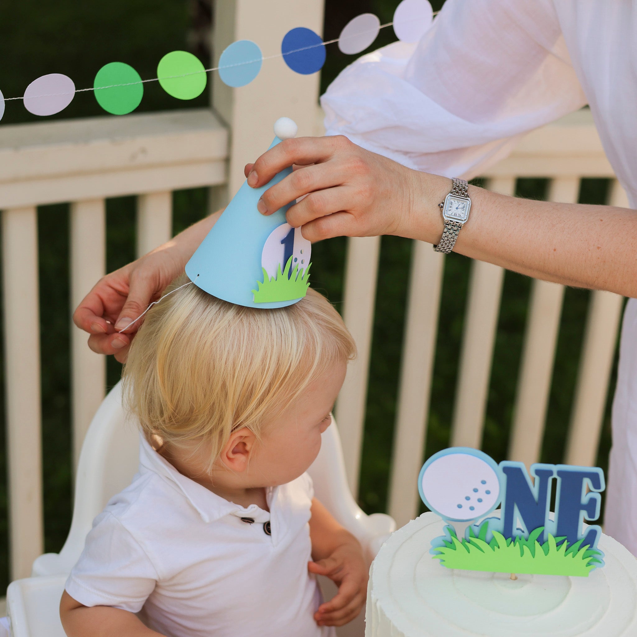 Golf Hole in One 1st Birthday Hat | Boy Party Decoration & Smash Cake