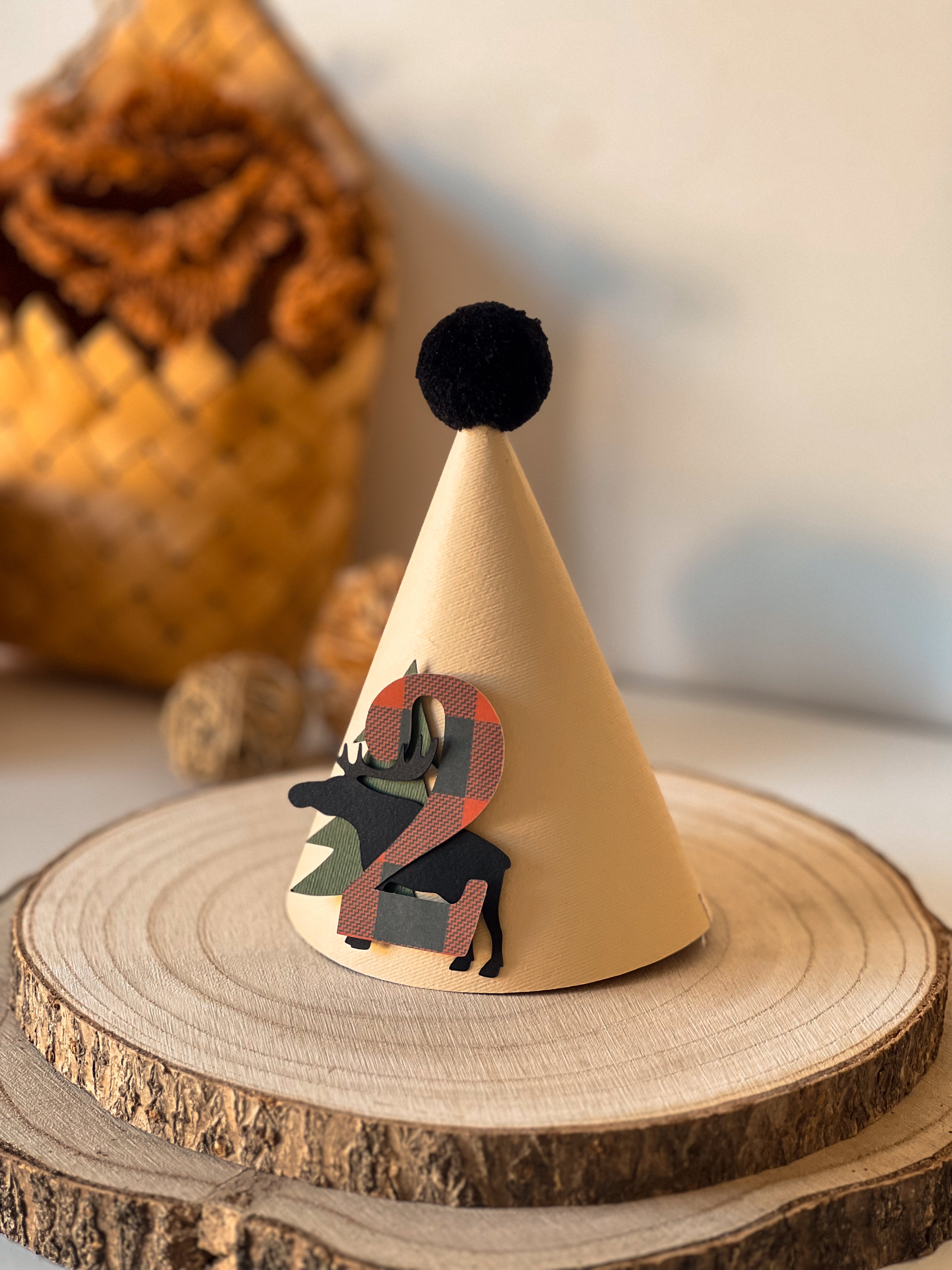 Lumberjack One Party Hat Woodland Birthday Party Camper Birthday 