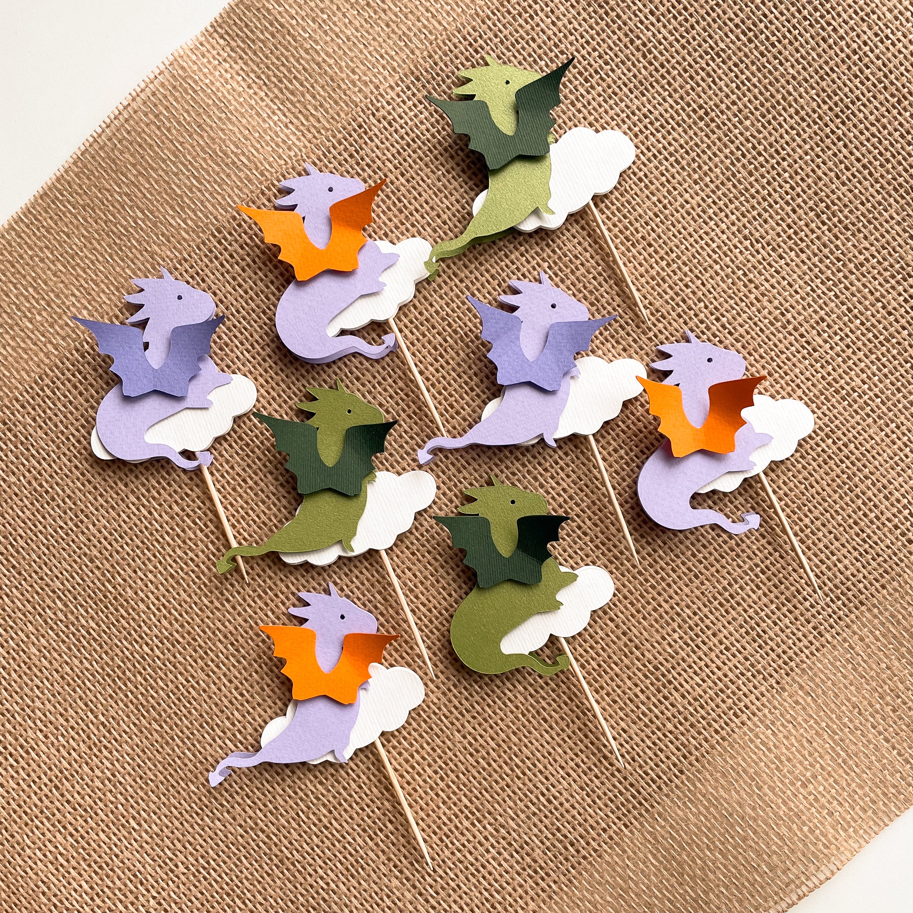 Dragon Baby Shower Cupcake Toppers - Fantasy Birthday Decorations