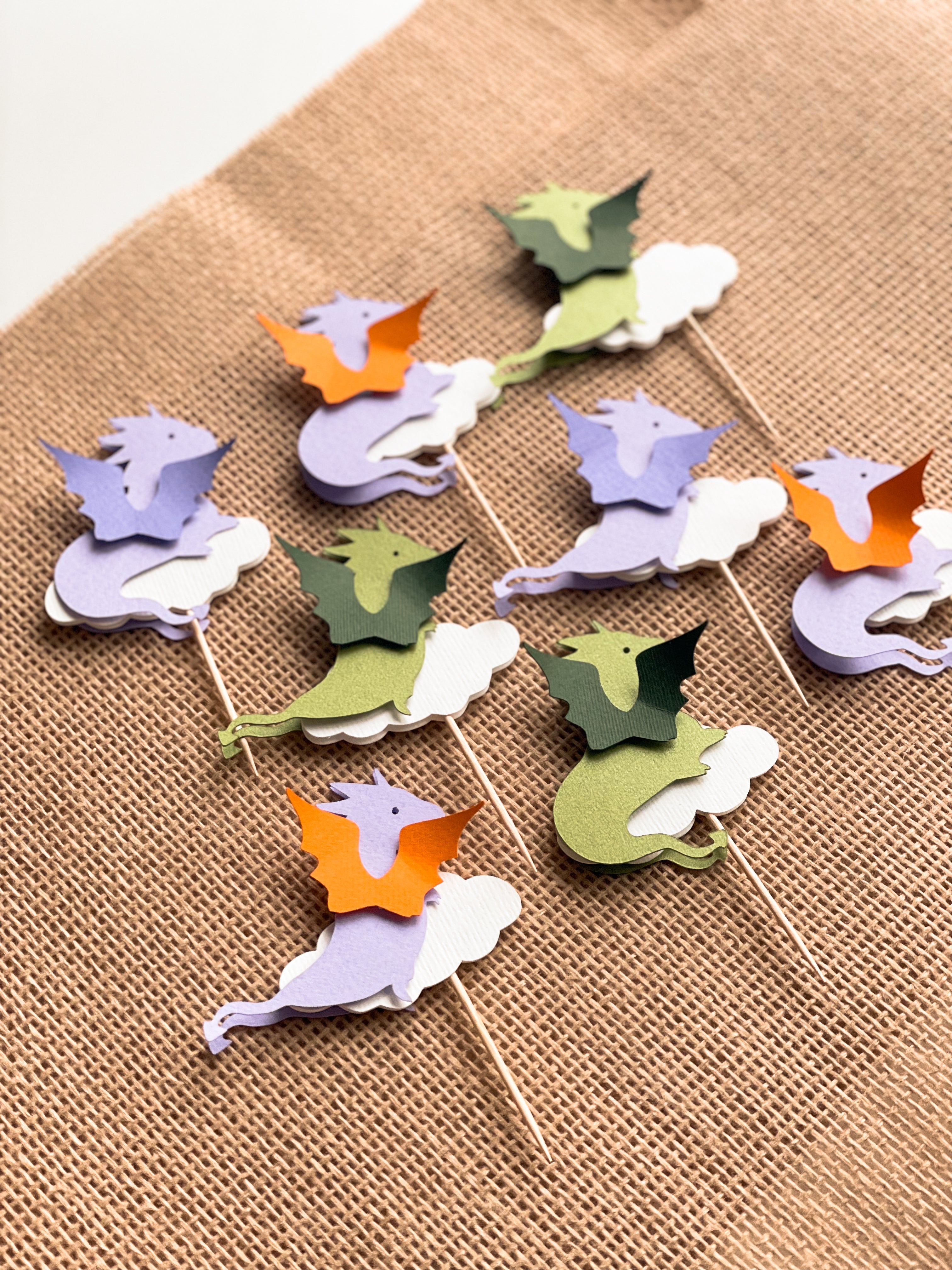 Dragon Baby Shower Cupcake Toppers - Fantasy Birthday Decorations