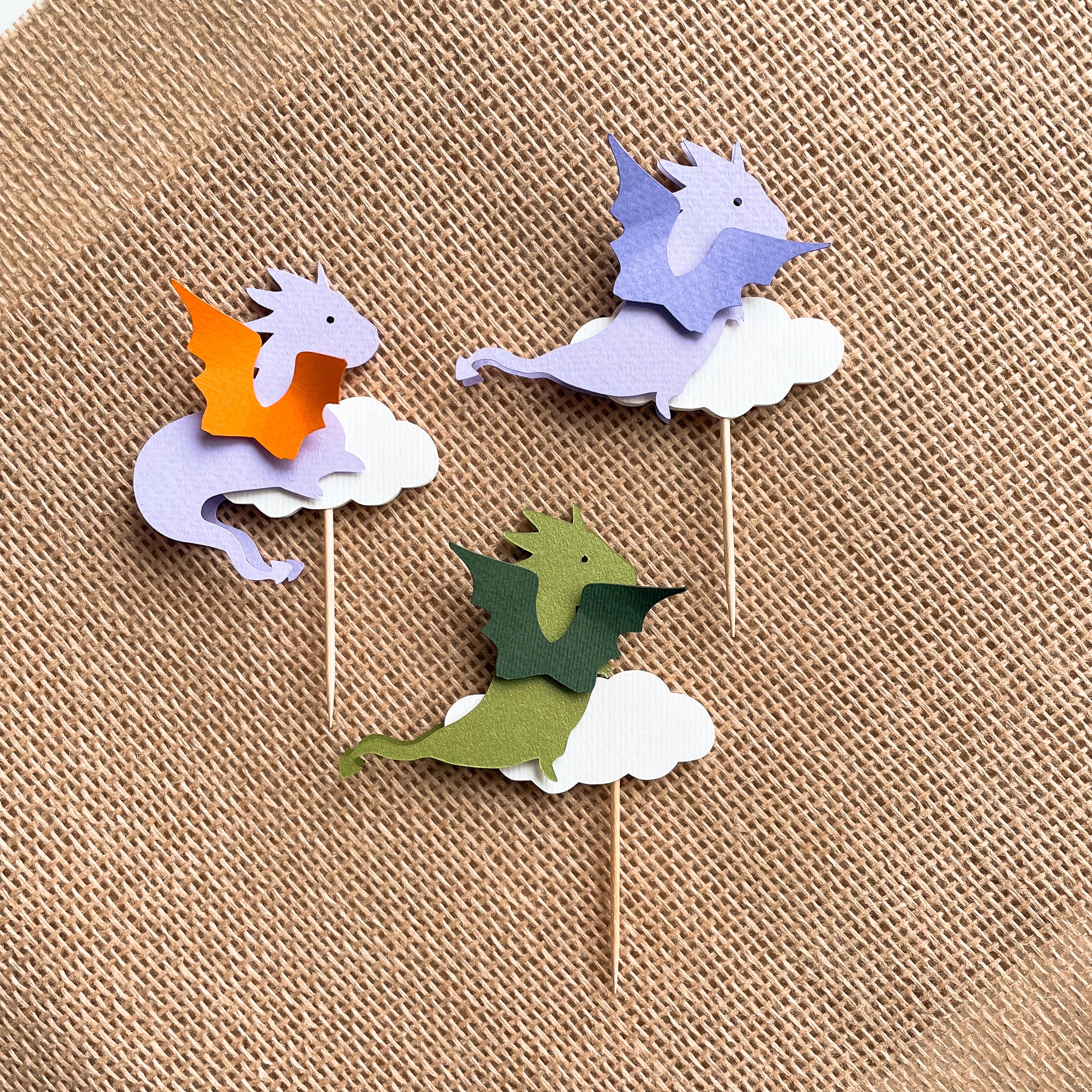 Dragon Baby Shower Cupcake Toppers - Fantasy Birthday Decorations