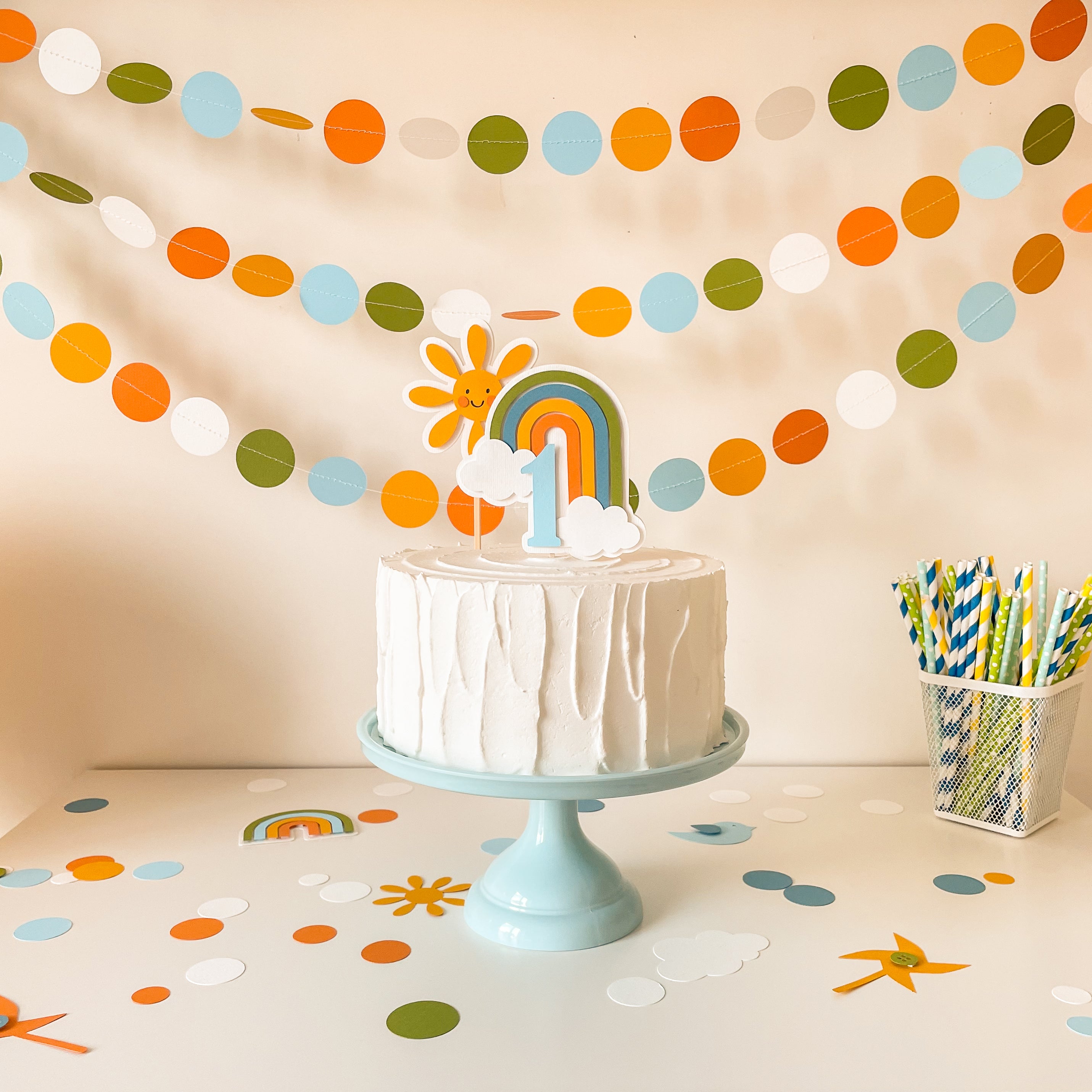 One Happy Boy Cake Topper, 365 Days Smiling, Baby's Birthday Decor
