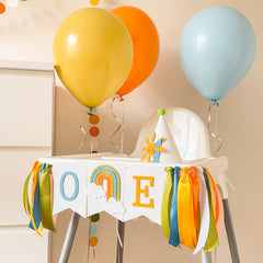 One Happy Boy Highchair Banner | 1st Birthday Decorations & Cake Smash Prop