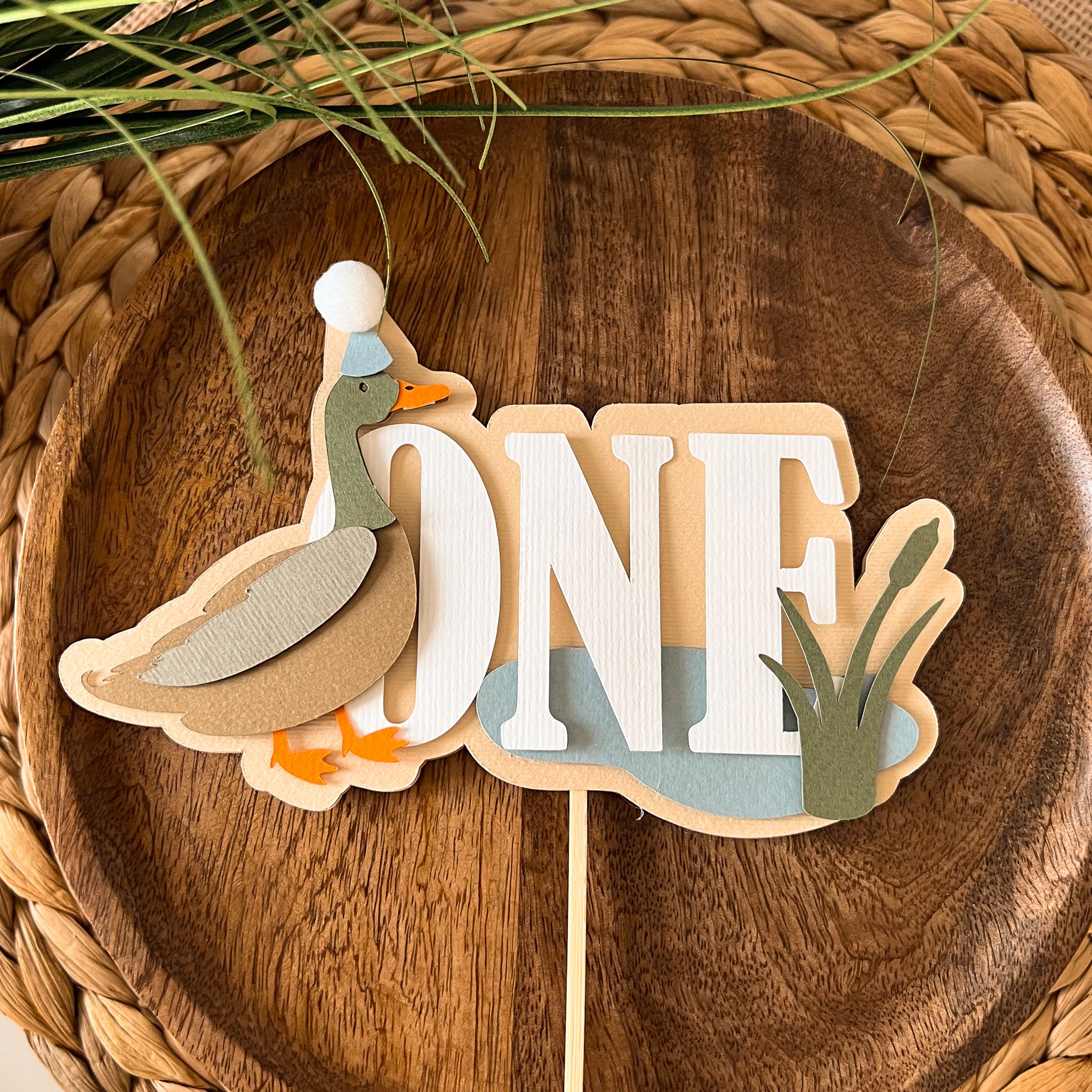 Lucky Duck Birthday Party Cake Topper Duck First Birthday Decorations One Lucky Duck Mallard Duck party Summer or Fall Birthday party