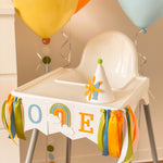 One Happy Boy Highchair Banner | 1st Birthday Decorations & Cake Smash Prop