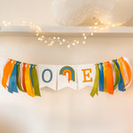 One Happy Boy Highchair Banner | 1st Birthday Decorations & Cake Smash Prop