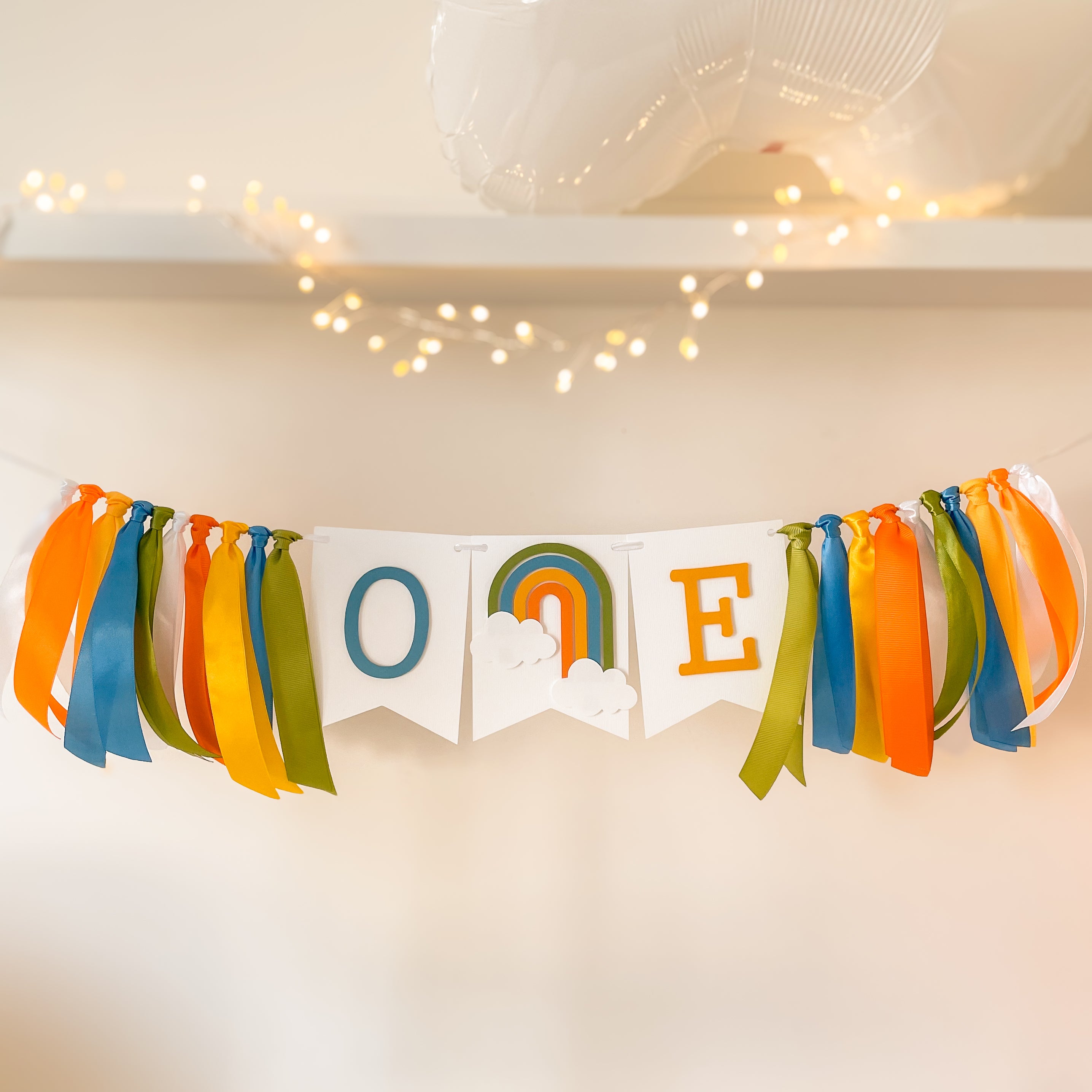One Happy Boy Highchair Banner | 1st Birthday Decorations & Cake Smash Prop