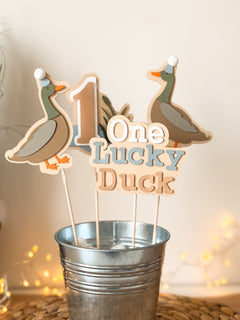 Lucky Duck Centerpieces Duck 1st Birthday Decorations One Lucky Duck Mallard Duck party Summer or Fall Birthday party