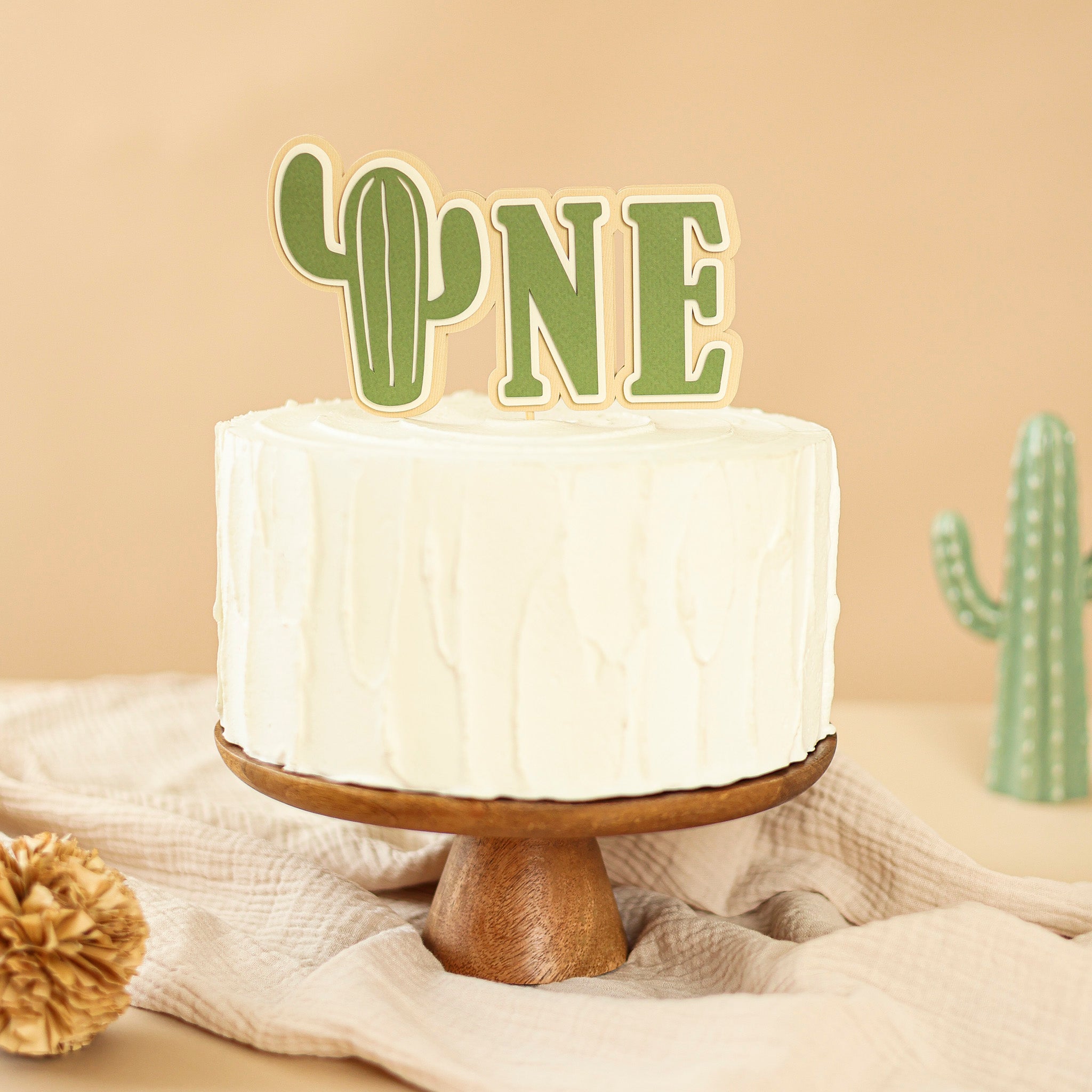 Cactus One Cake Topper - Desert 1st Birthday Party Decoration