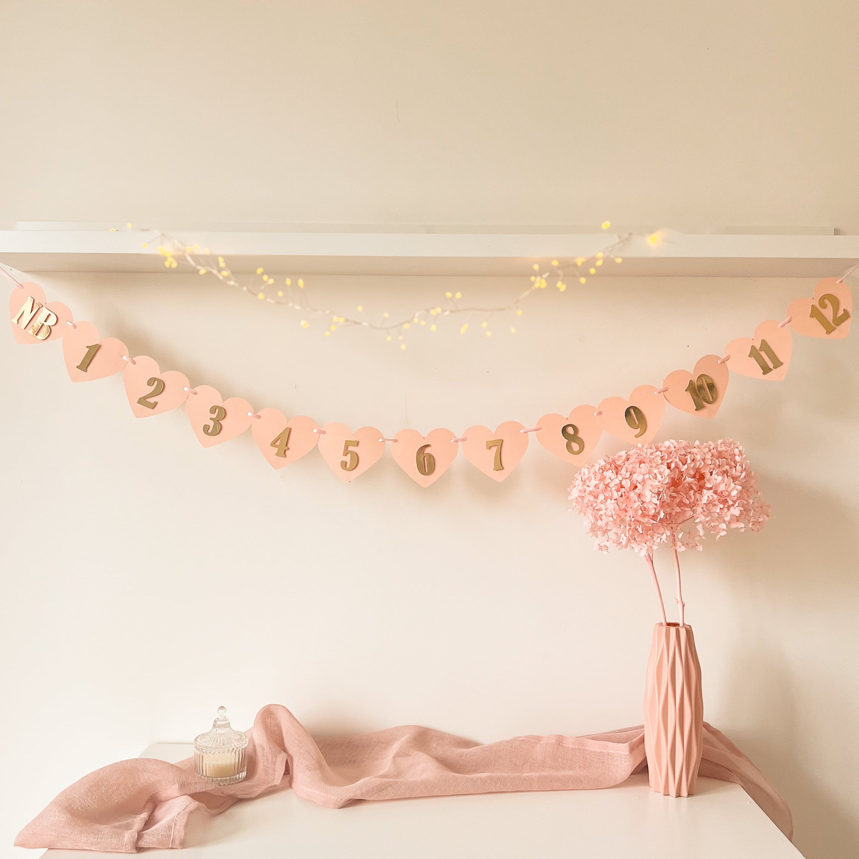 Blush Gold Monthly Banner, Girl 1st Birthday Garland