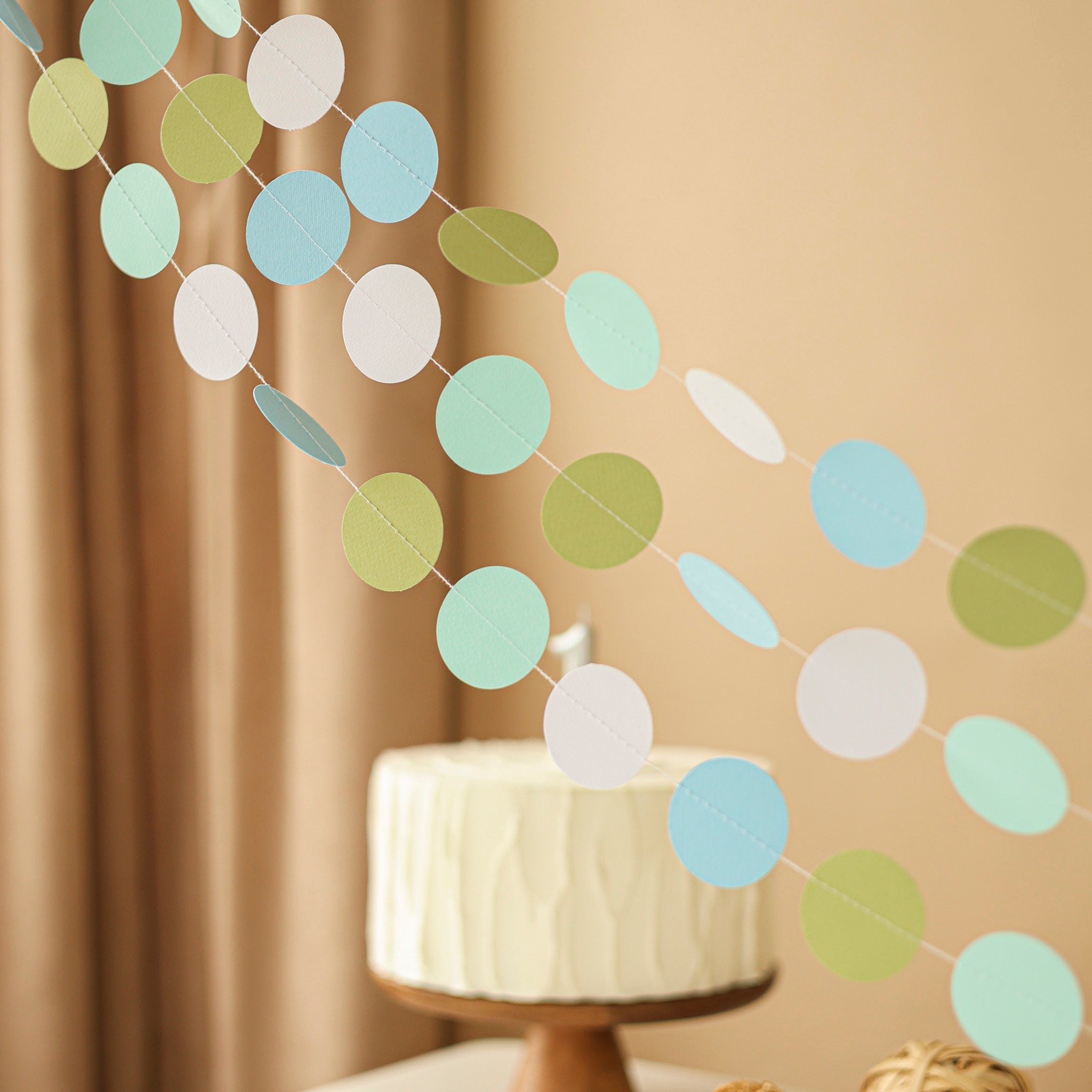 Sea Turtle & Ocean Blue Circle Garland - Under the Sea, Nautical Baby Shower, Birthday Party Decoration