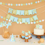 Sea Turtle & Ocean Blue Circle Garland - Under the Sea, Nautical Baby Shower, Birthday Party Decoration