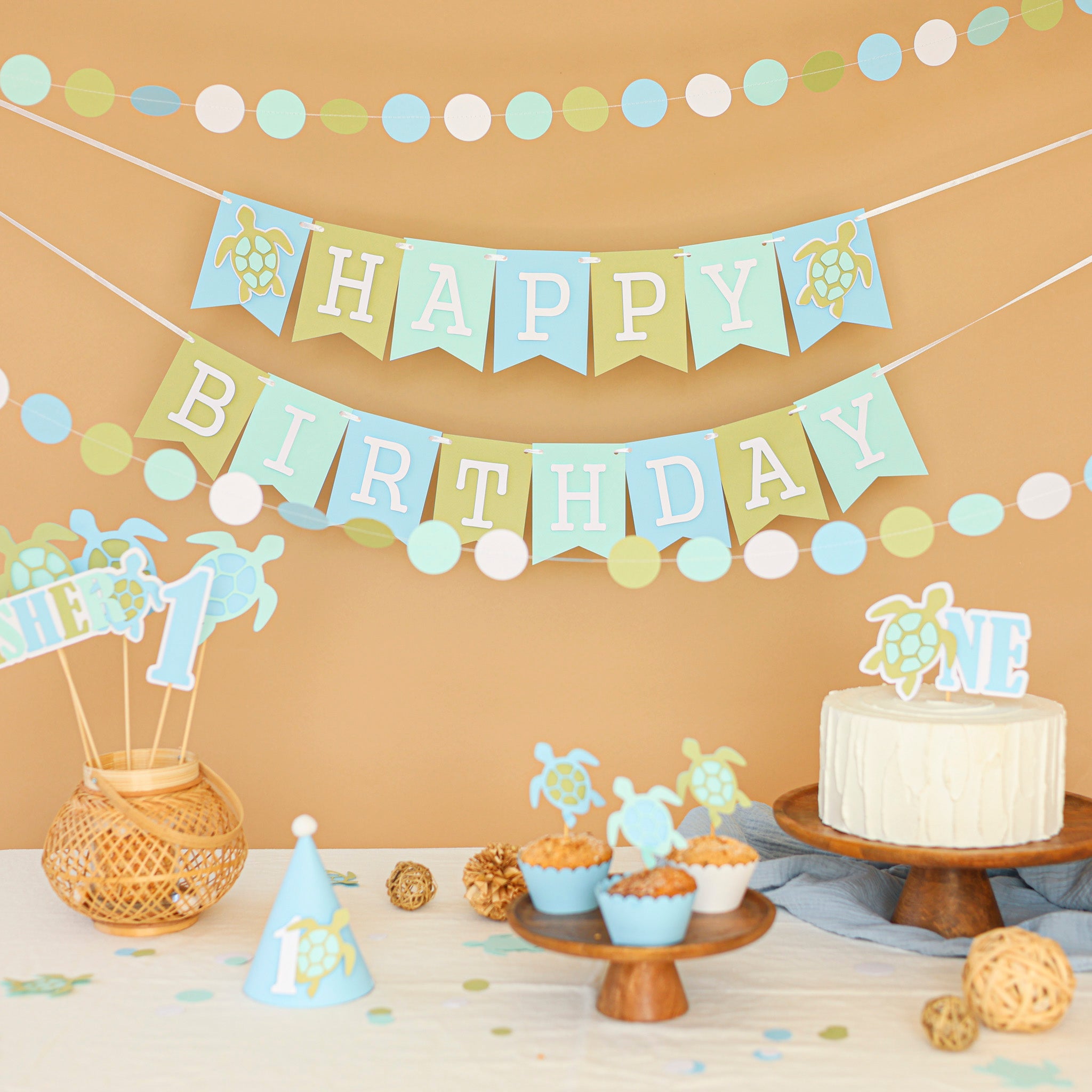 Sea Turtle Cupcake Toppers - Under the Sea Baby Shower