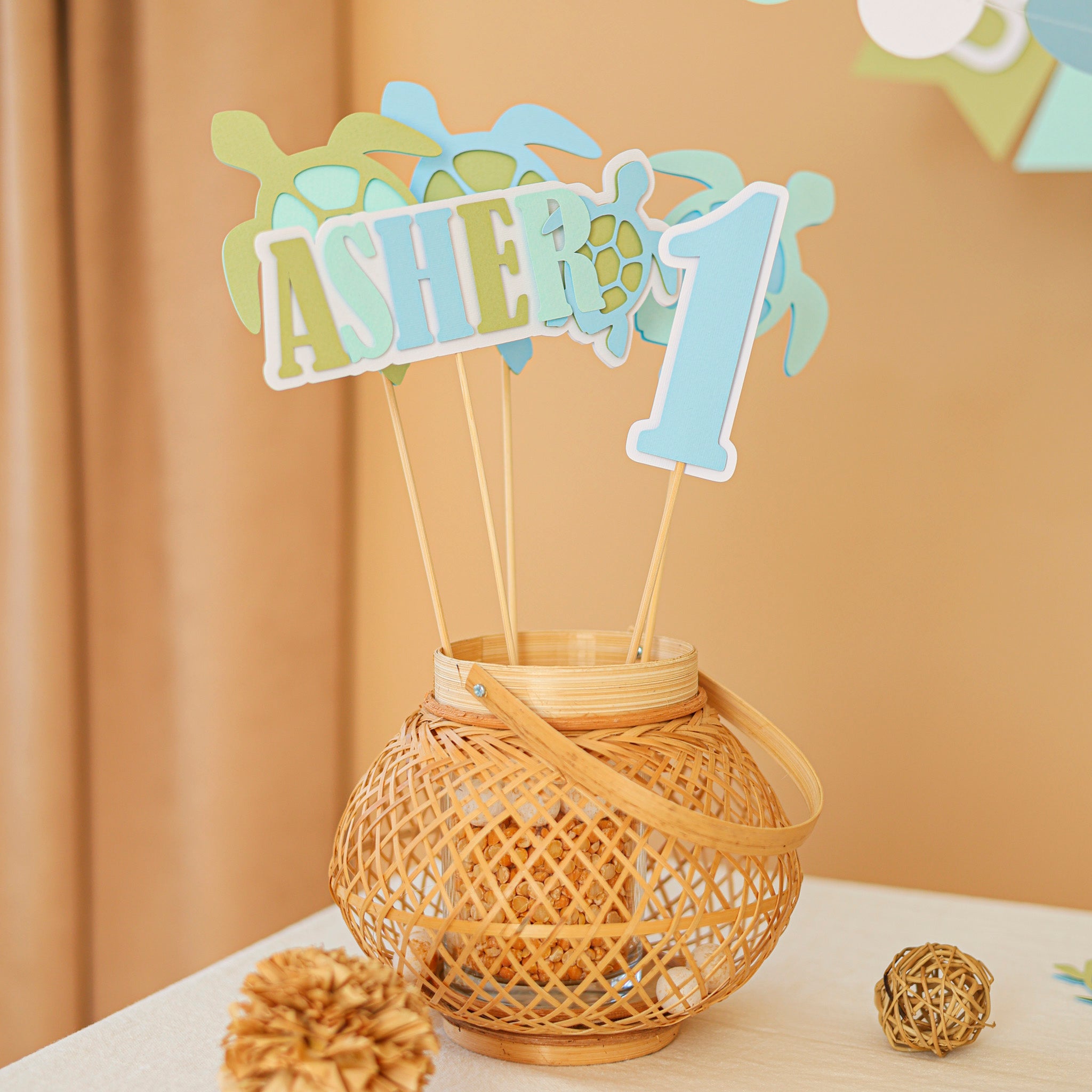 Adorable Turtle Birthday Centerpieces - Ocean Party Decorations